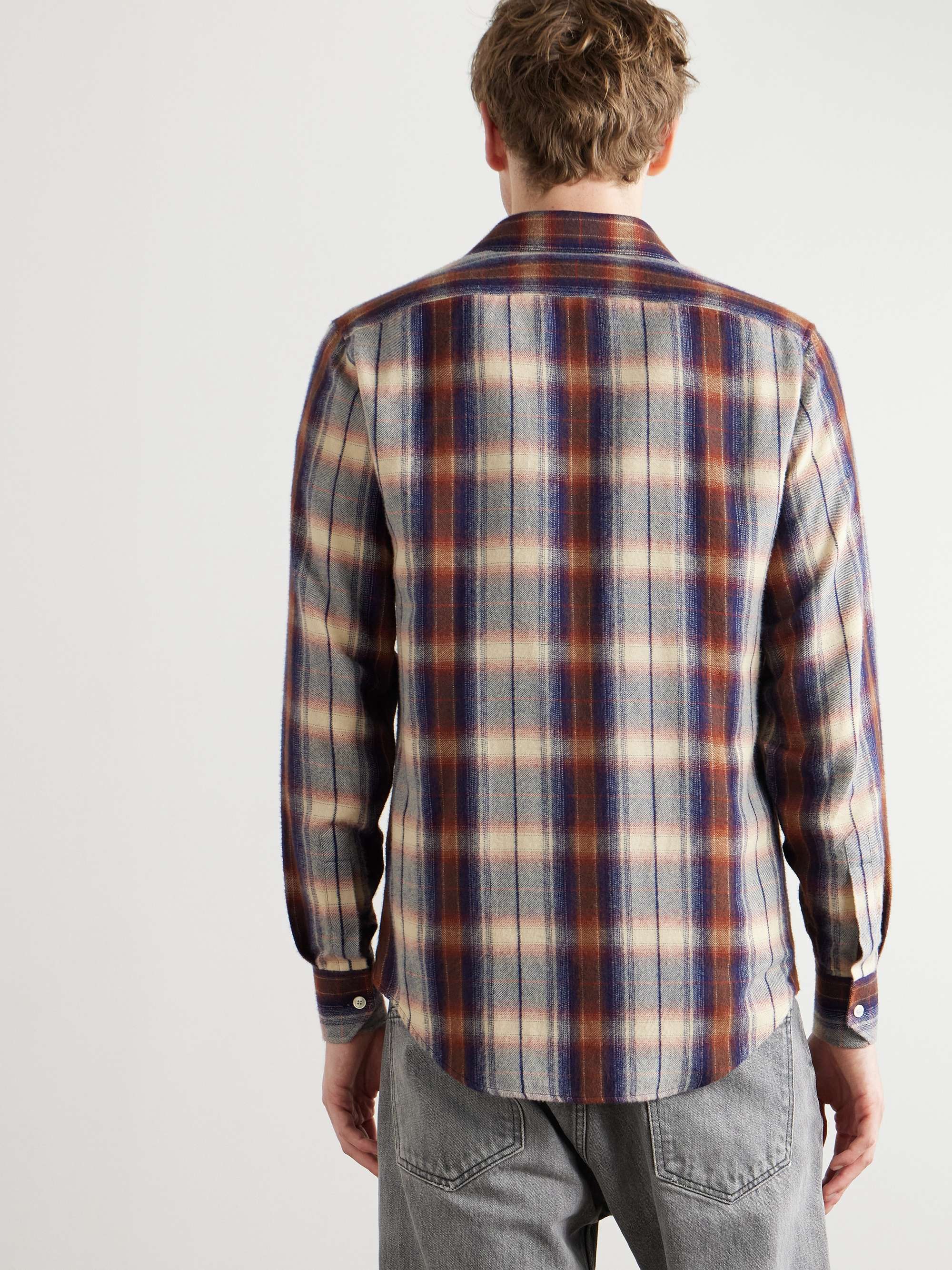 Logo-Embroidered Checked Flannel Shirt view