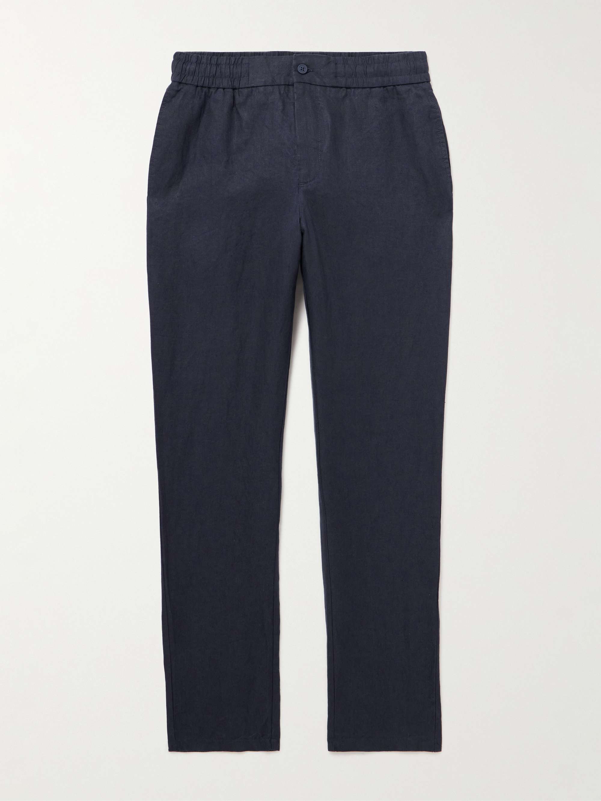 Cornell Slim-Fit Straight-Leg Washed Linen Trousers view