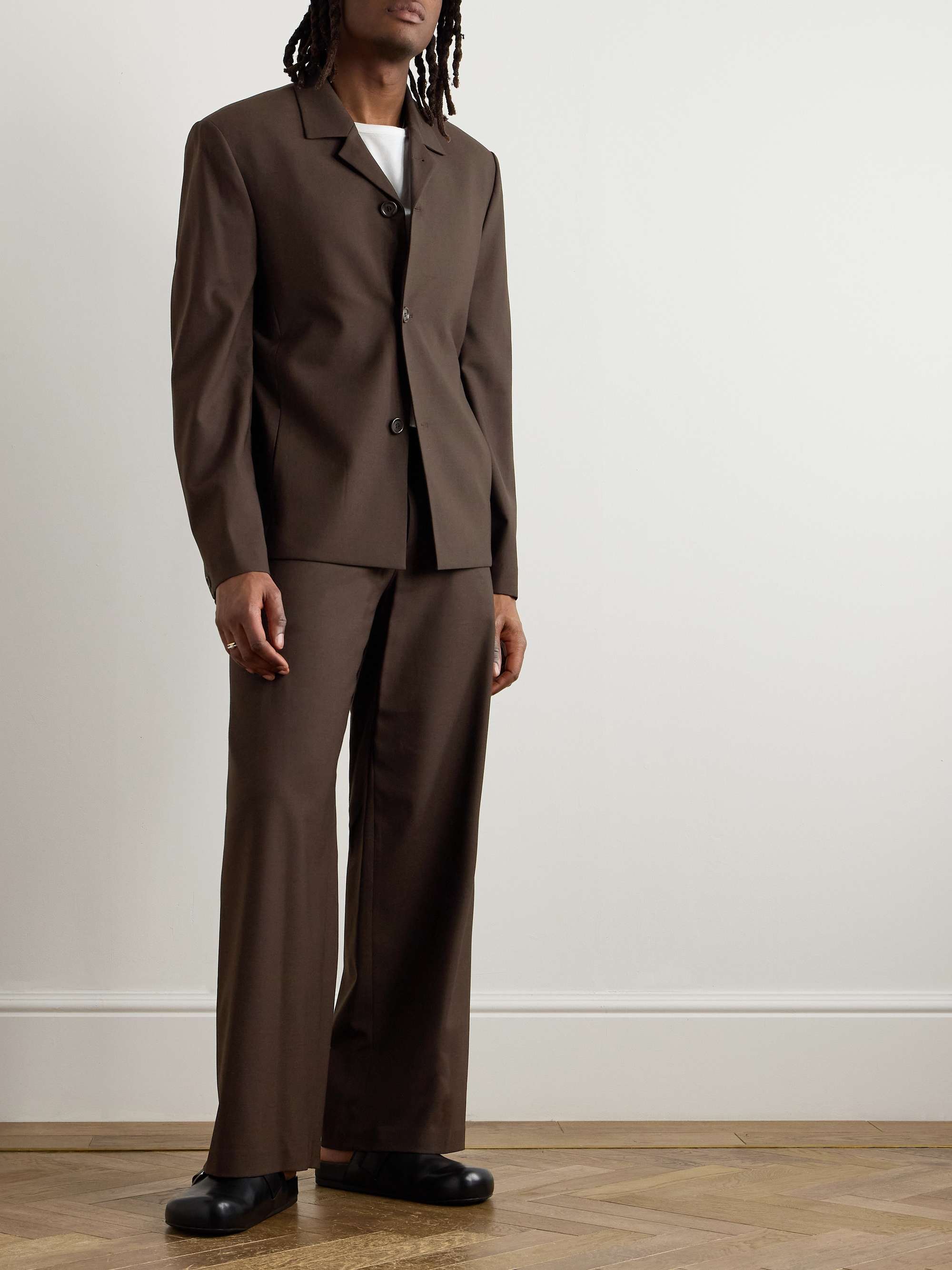 Wide-Leg Wool-Blend Trousers view