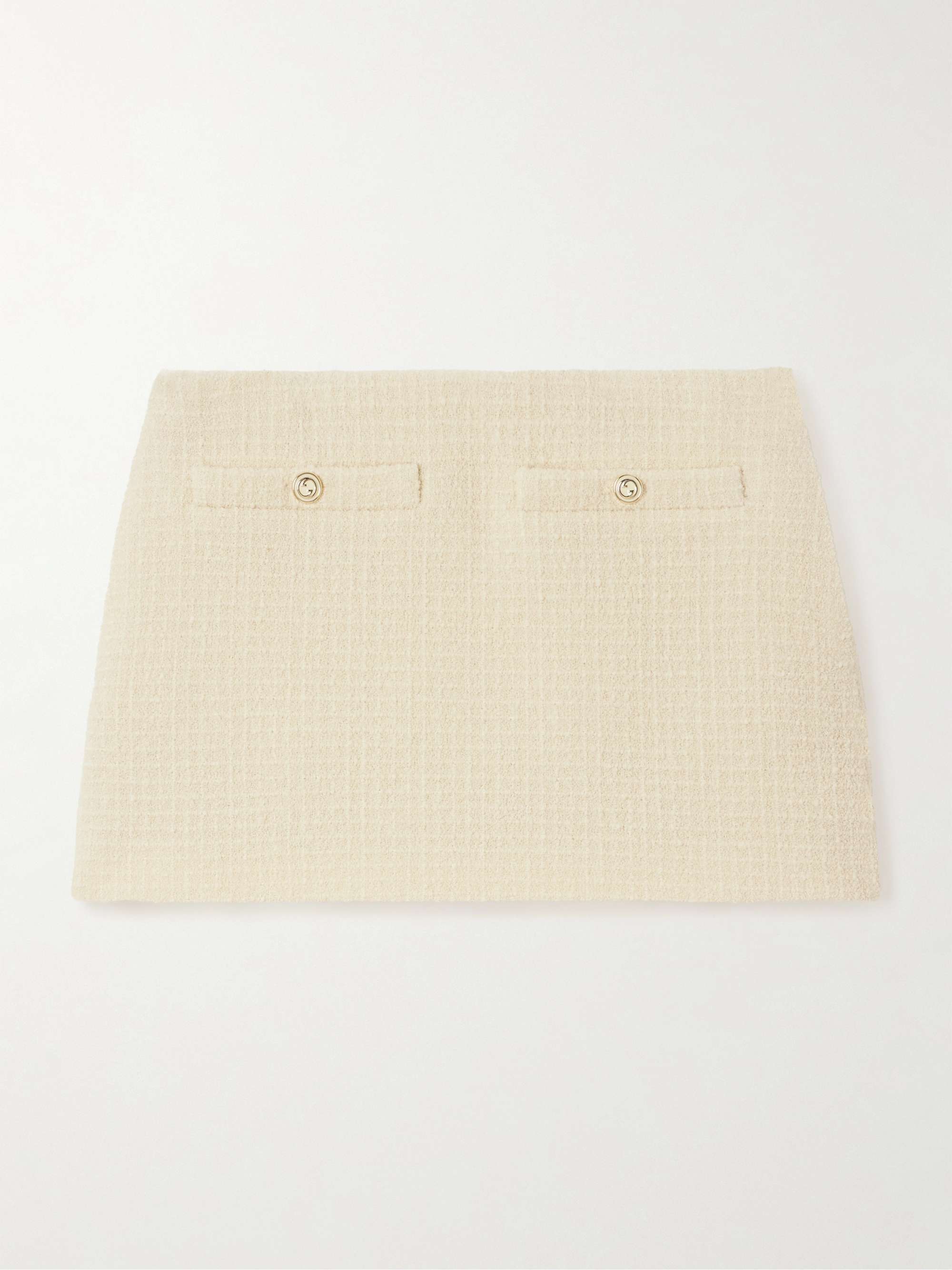 Button-embellished wool-blend bouclé-tweed mini skirt view