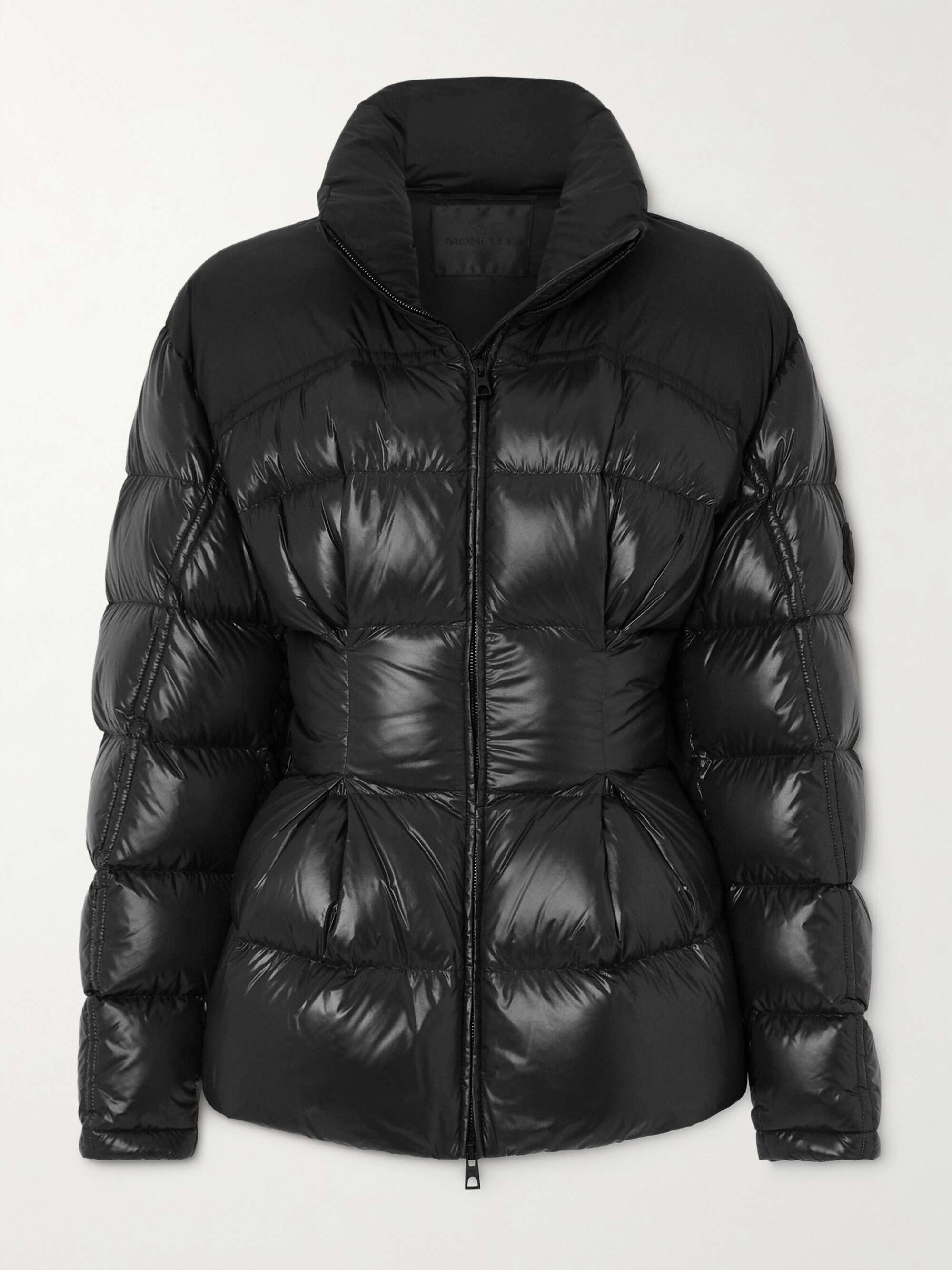 Appliquéd quilted padded glossed-shell down jacket view