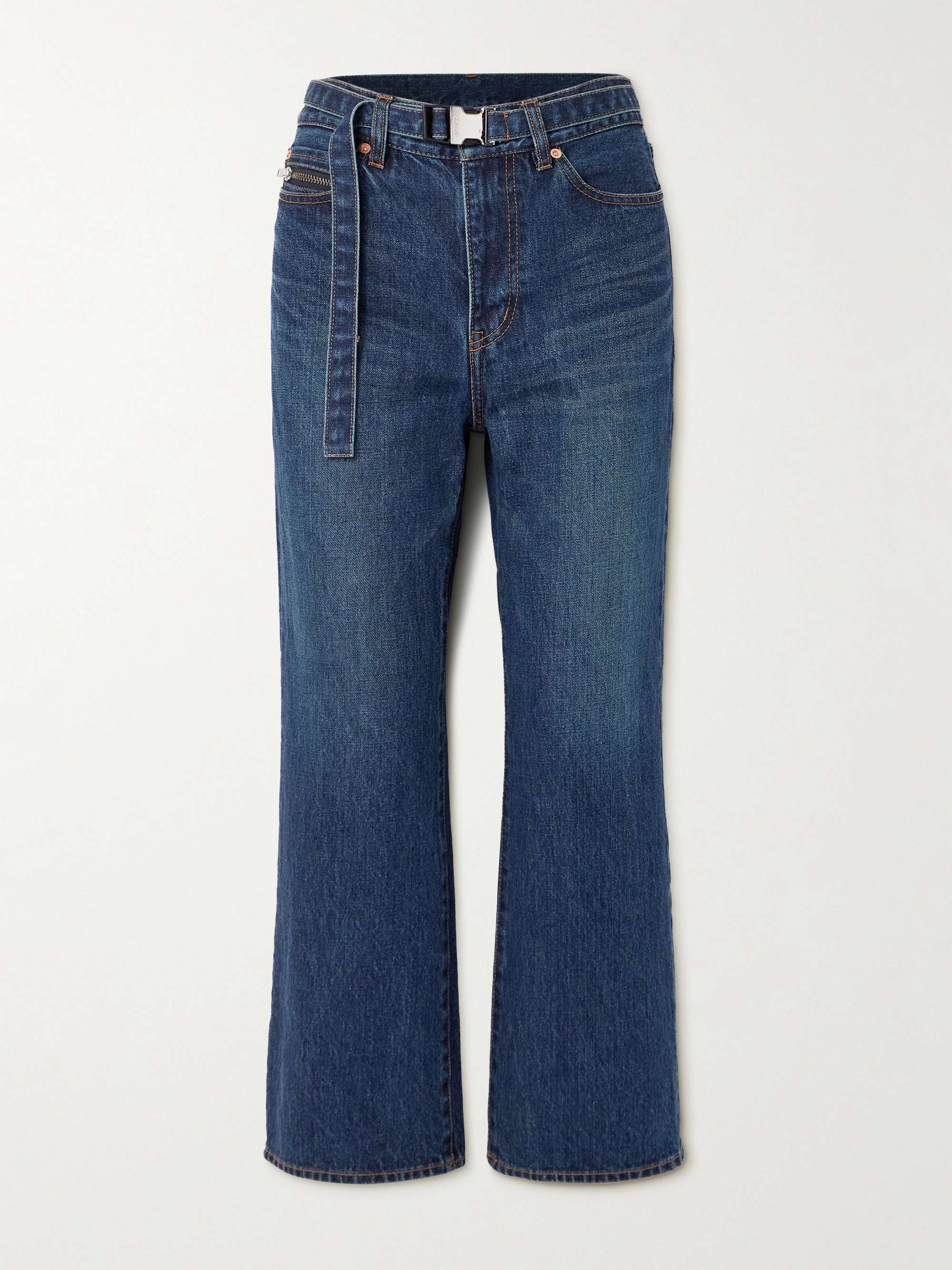 Belted bootcut jeans view