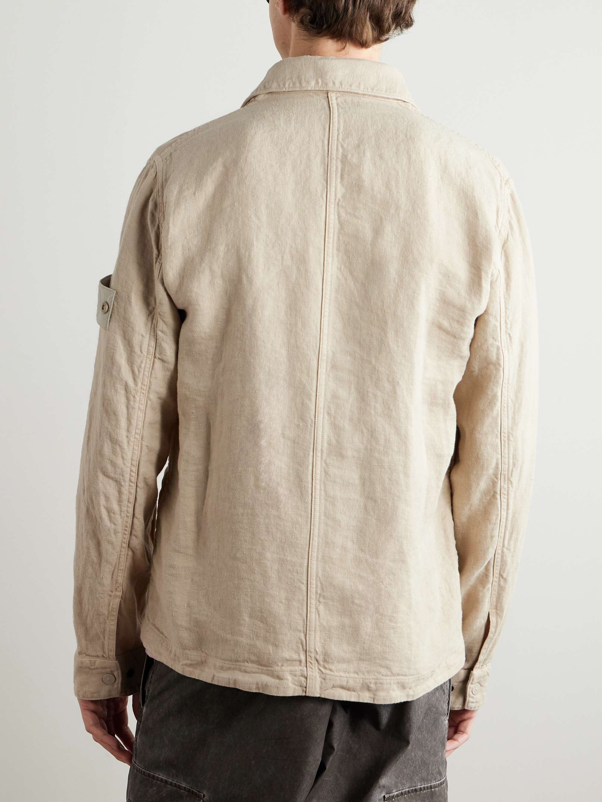 Ghost Logo-Appliquéd Garment-Dyed Linen-Twill Overshirt view
