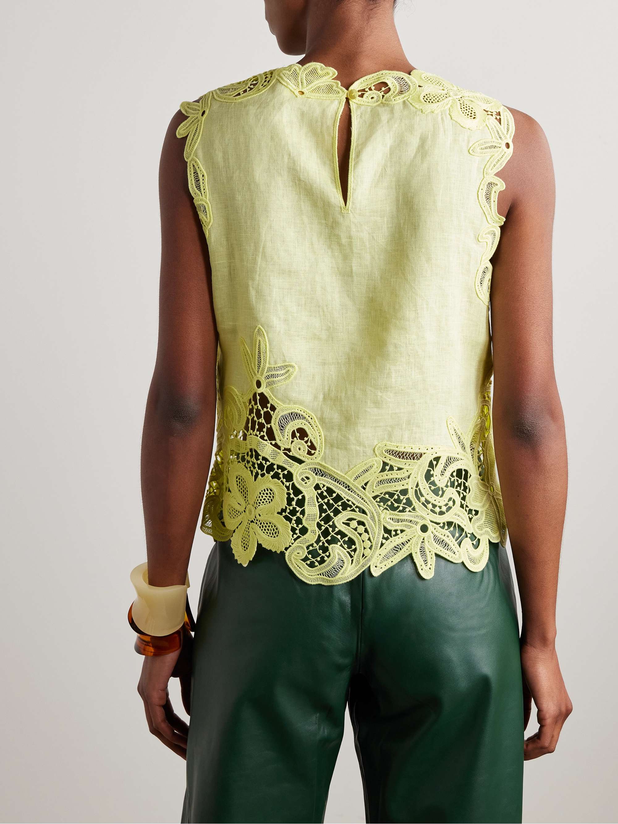 Marlis guipure lace-paneled linen top view