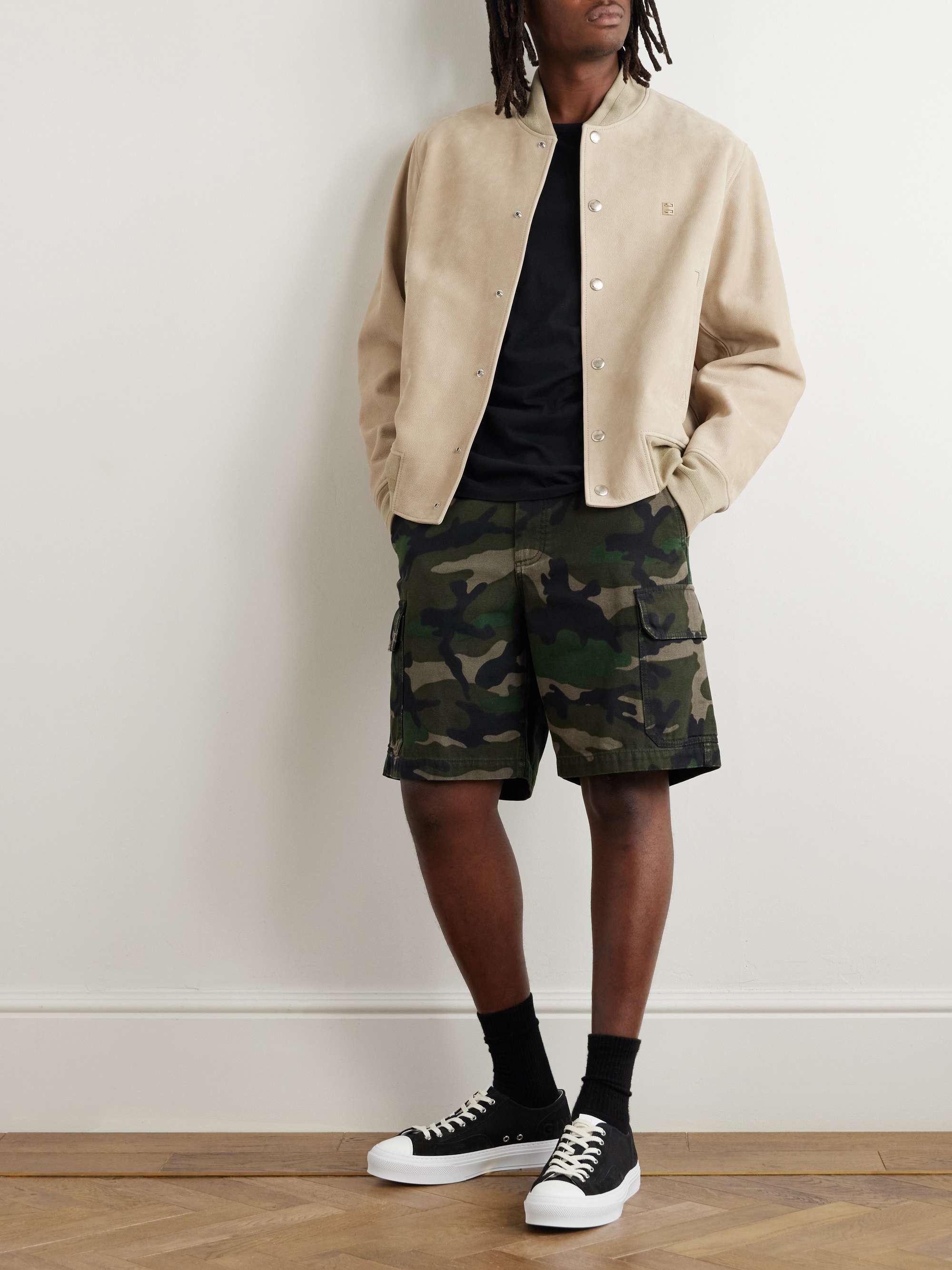 Straight-Leg Camouflage-Print Canvas Cargo Shorts view