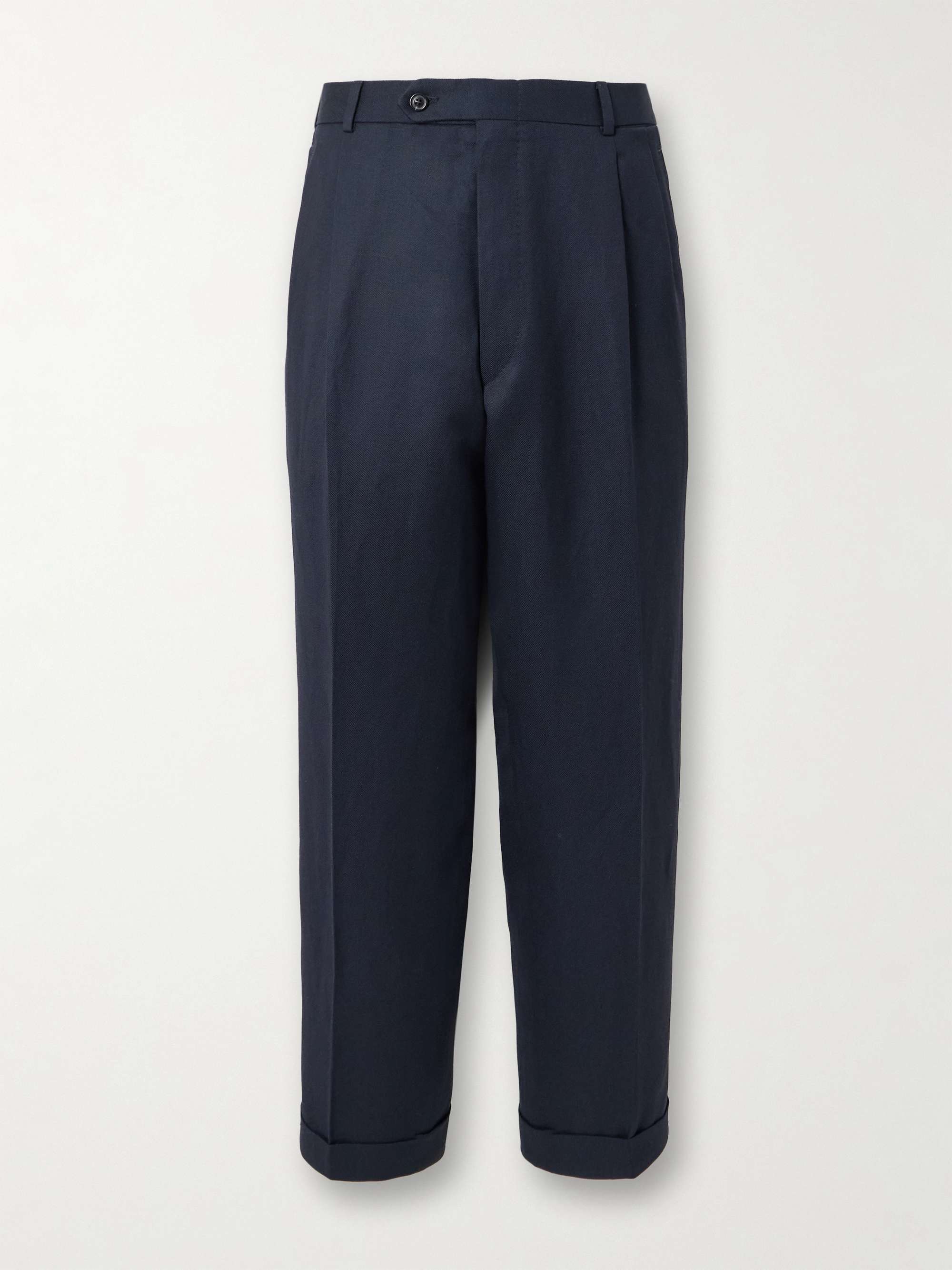 Straight-Leg Wool and Linen-Blend Trousers view