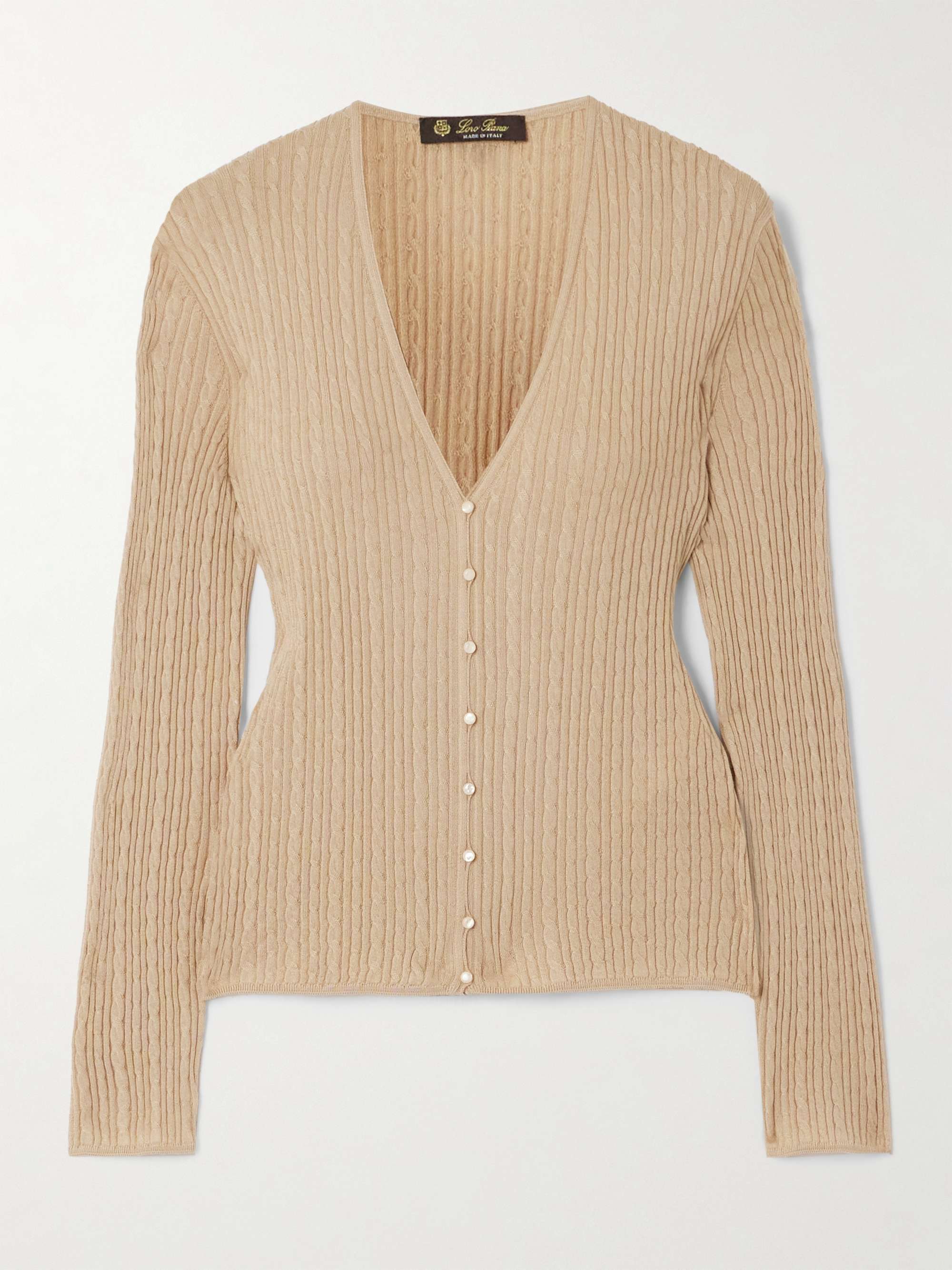 Rimella cable-knit cashmere and silk-blend cardigan view
