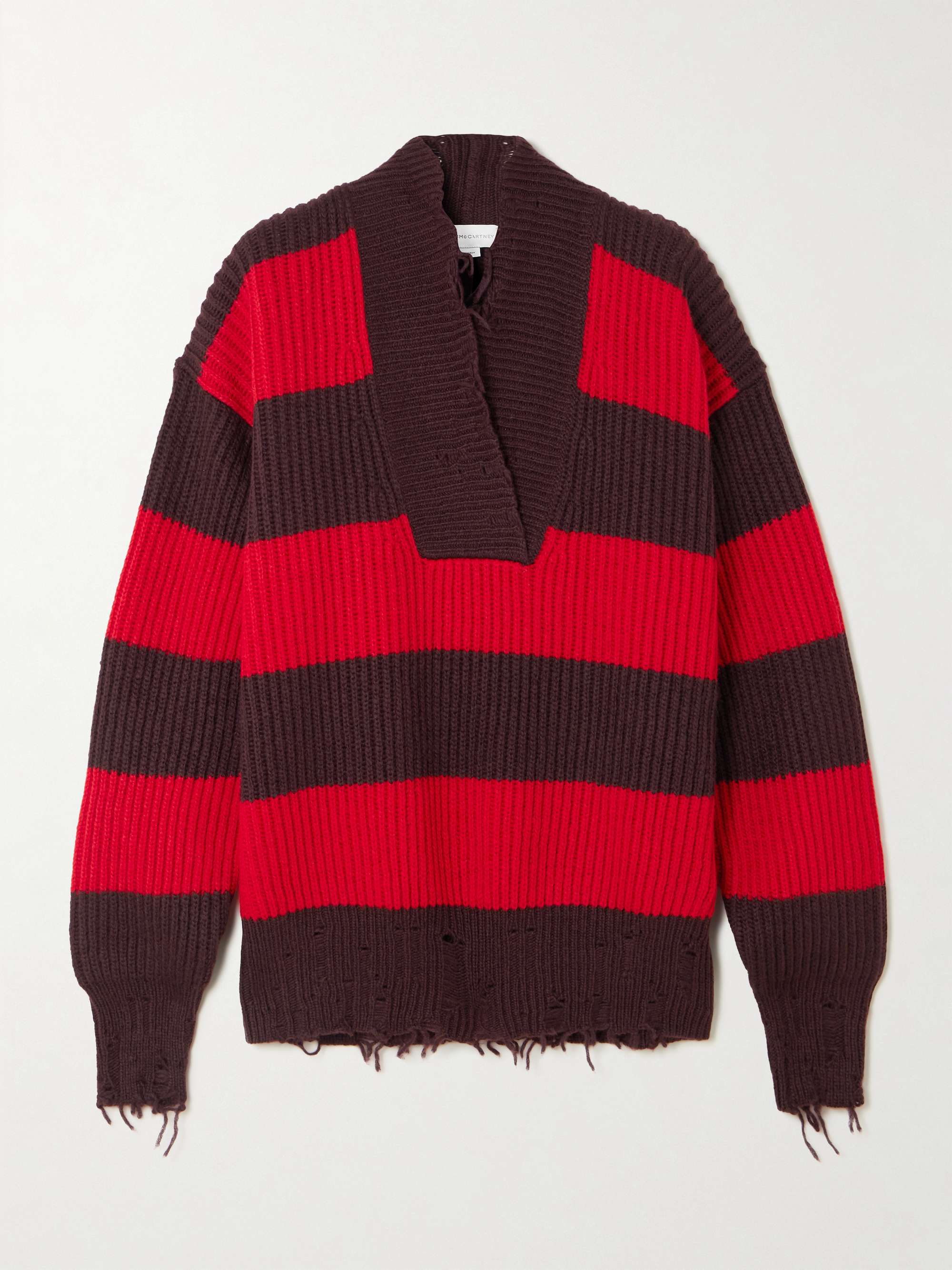 Oversized striped wool-blend sweater view