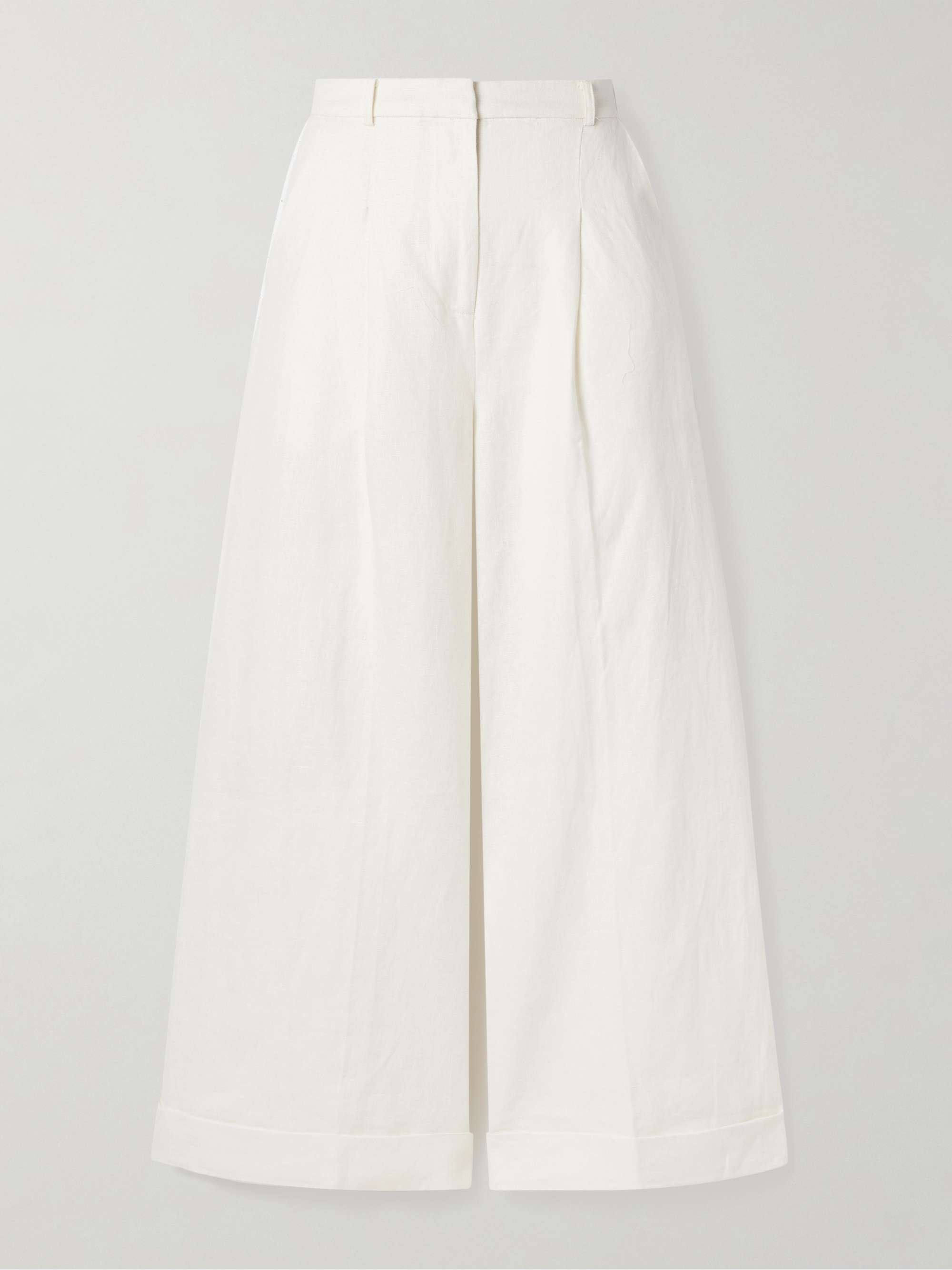 Clove pleated linen wide-leg pants view
