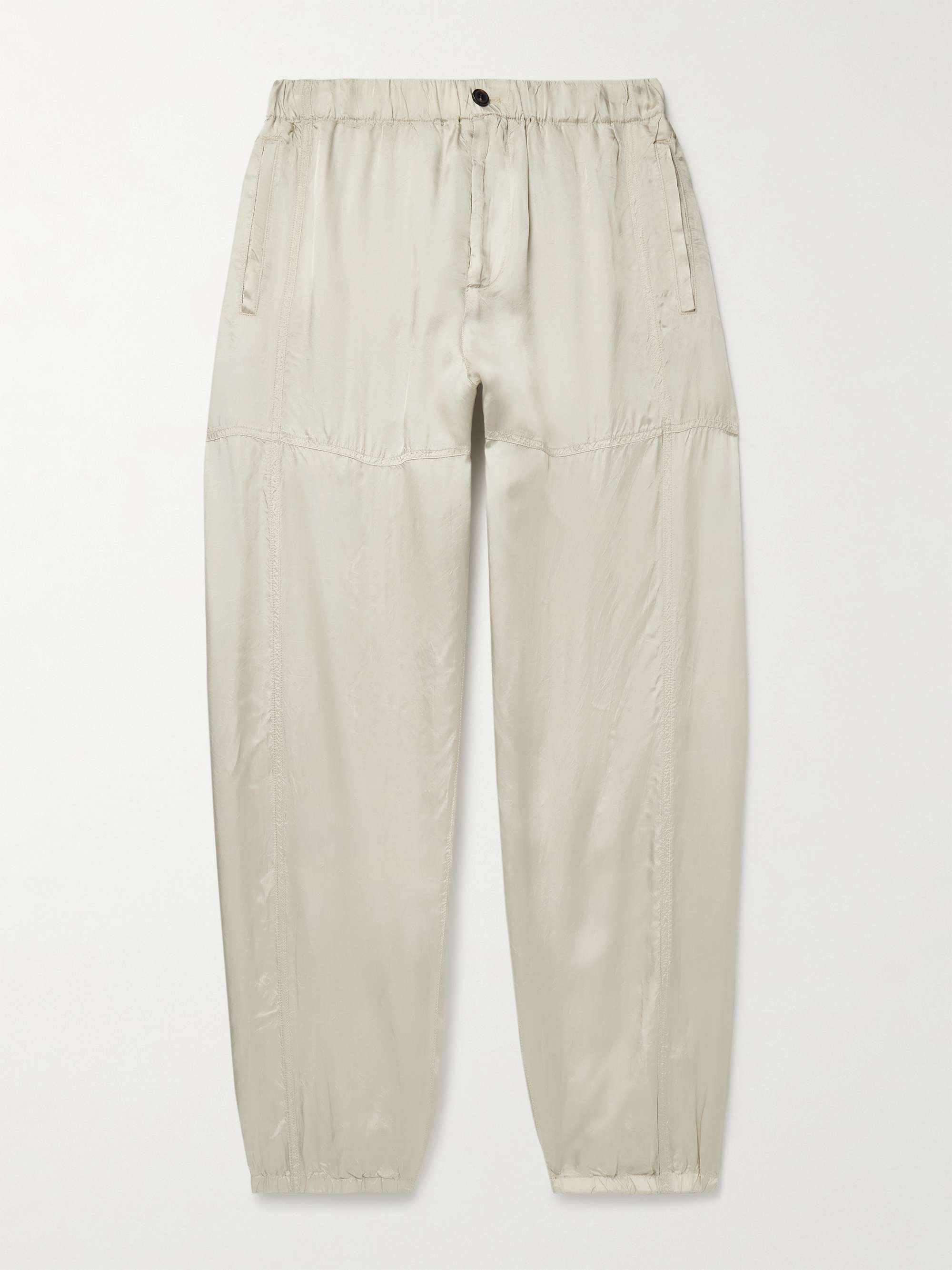 Tapered Crinkled-Satin Trousers view