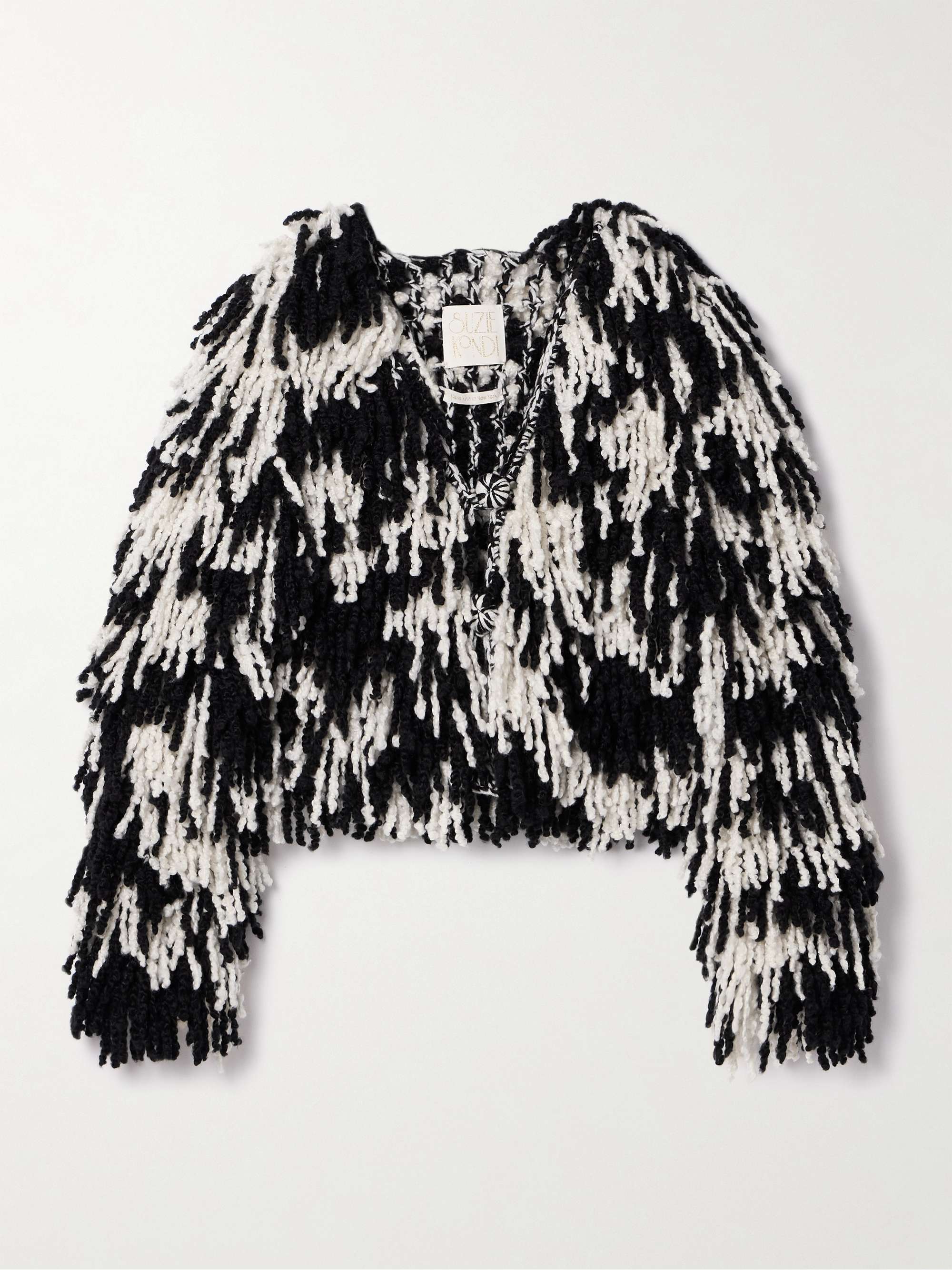 Shala cropped fringed cashmere cardigan view
