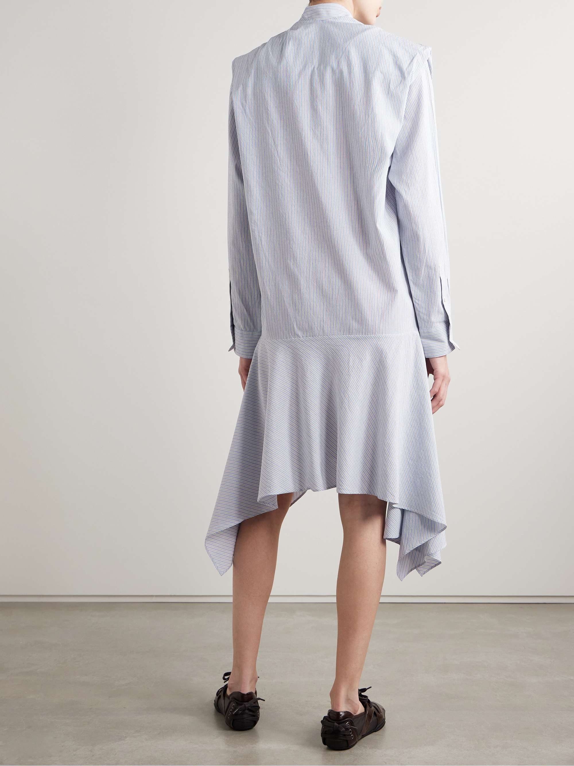 Asymmetric draped striped voile shirt dress view
