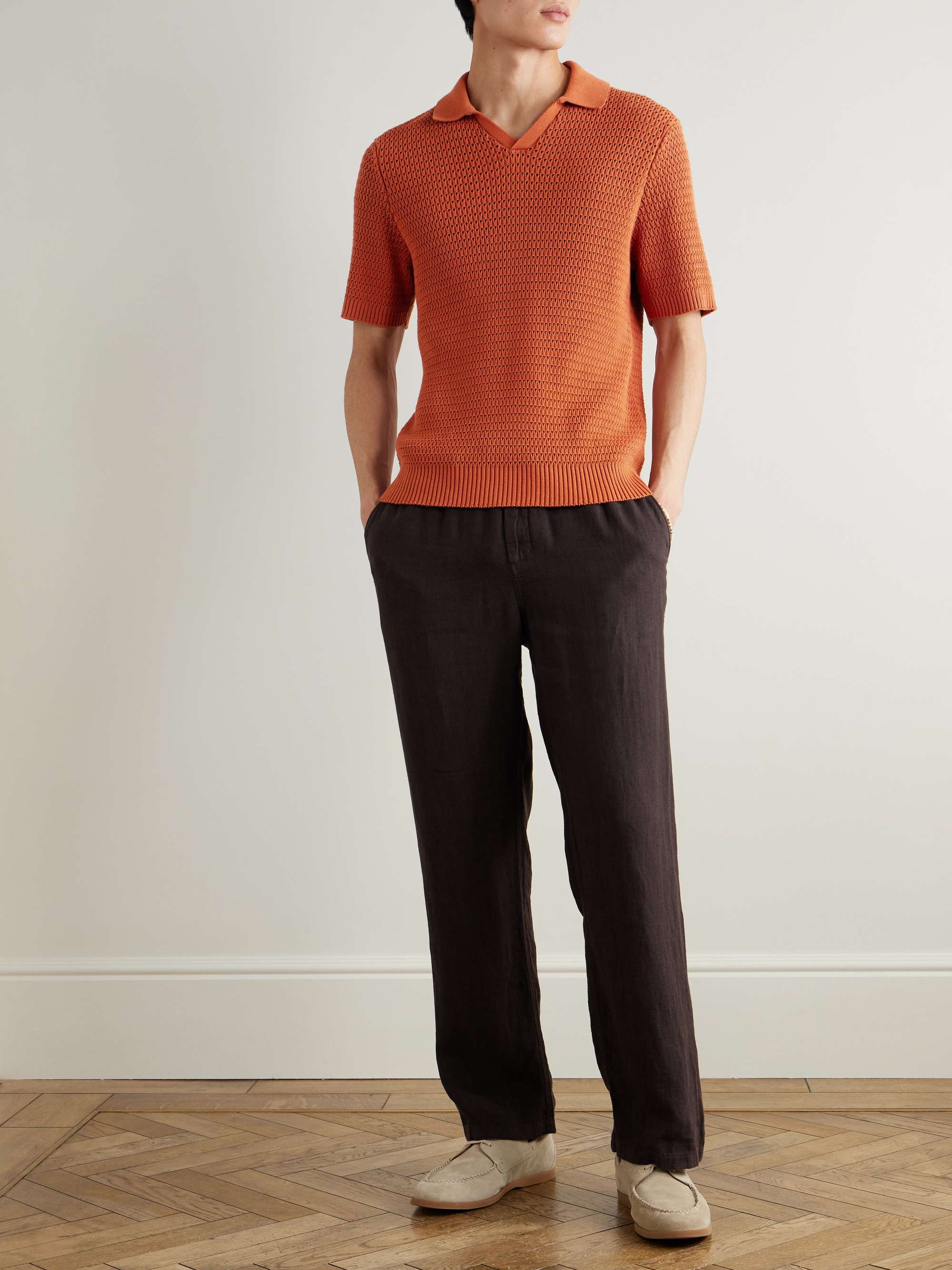 Open-Knit Organic Cotton Polo Shirt view