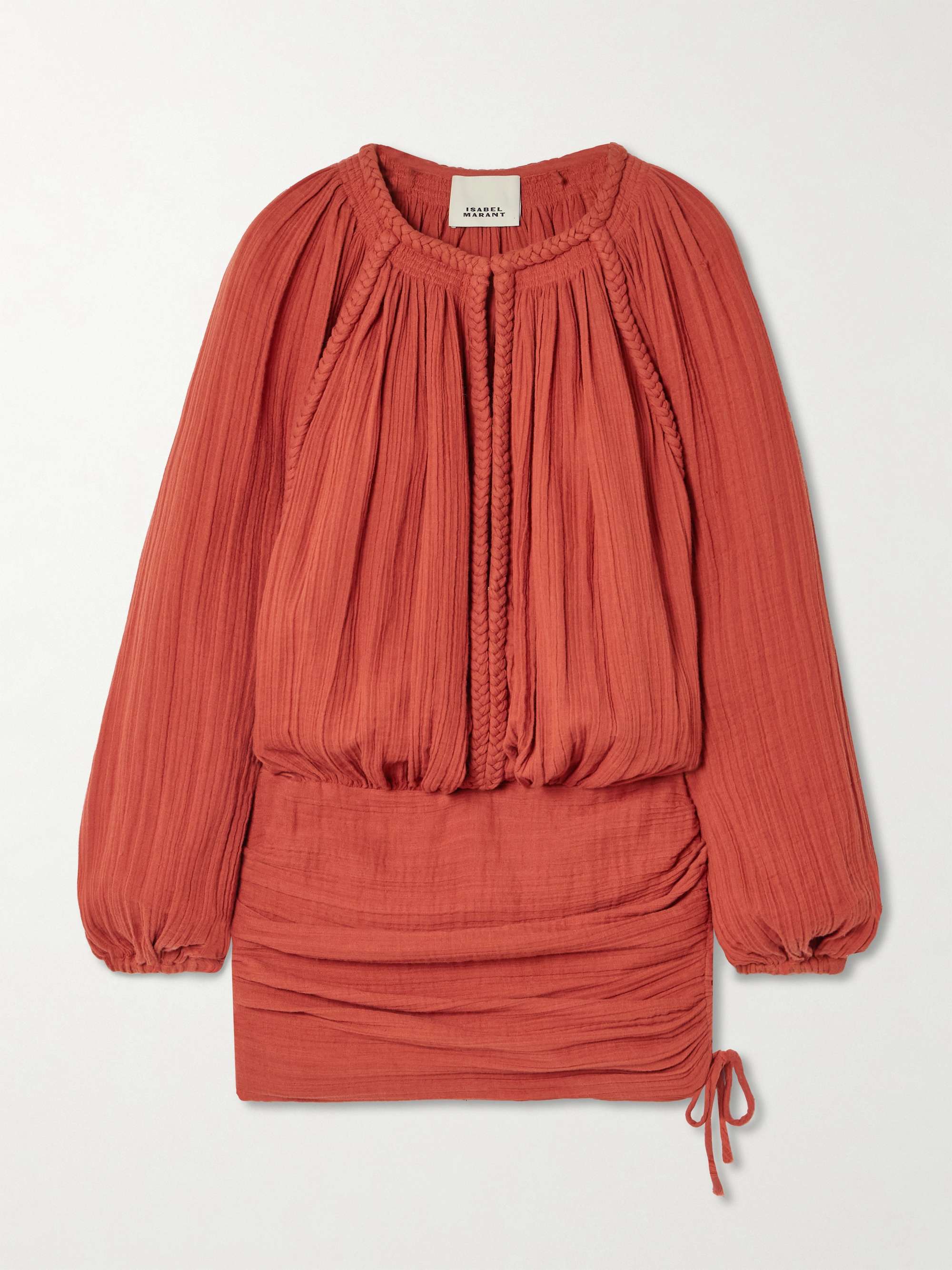 Jaoni braided gathered cotton mini dress view