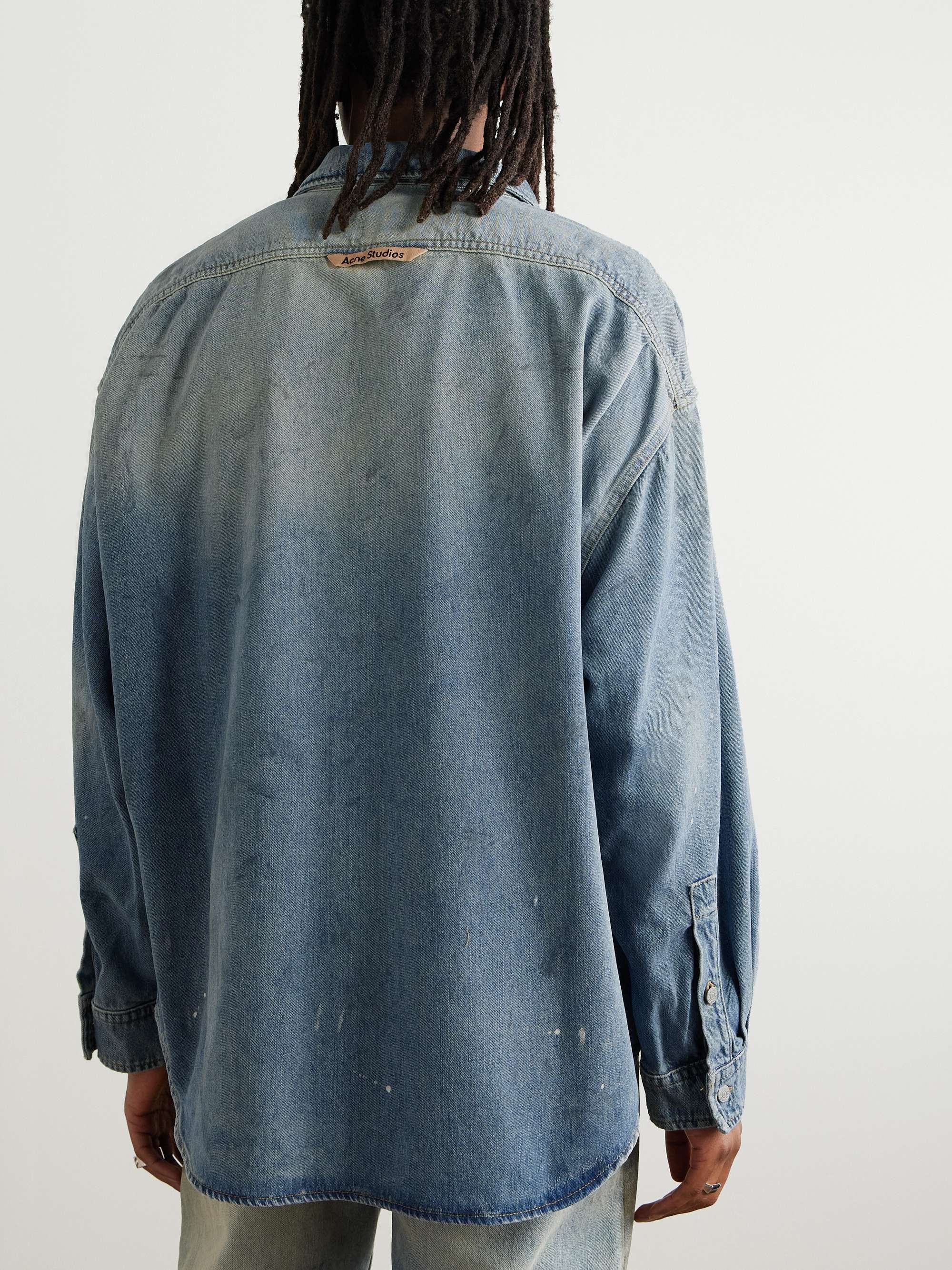 Paint-Splattered Organic Denim Shirt view