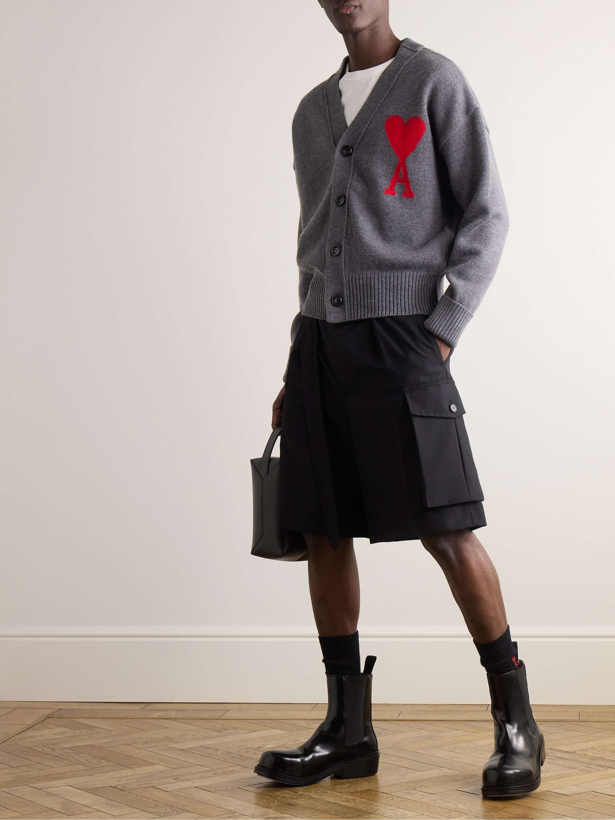 Logo-Intarsia Wool Cardigan view