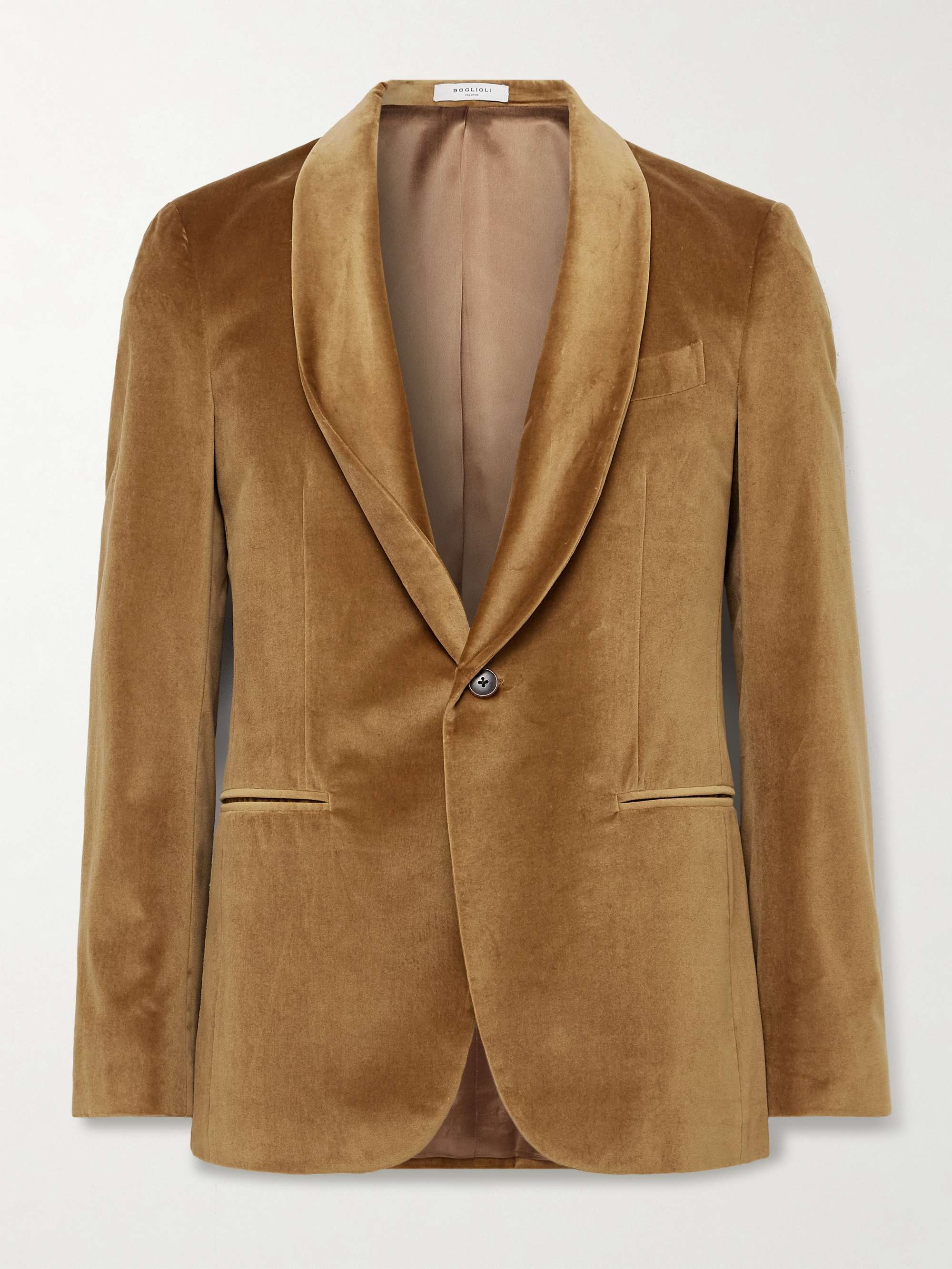 Slim-Fit Shawl-Lapel Cotton-Velvet Tuxedo Jacket view