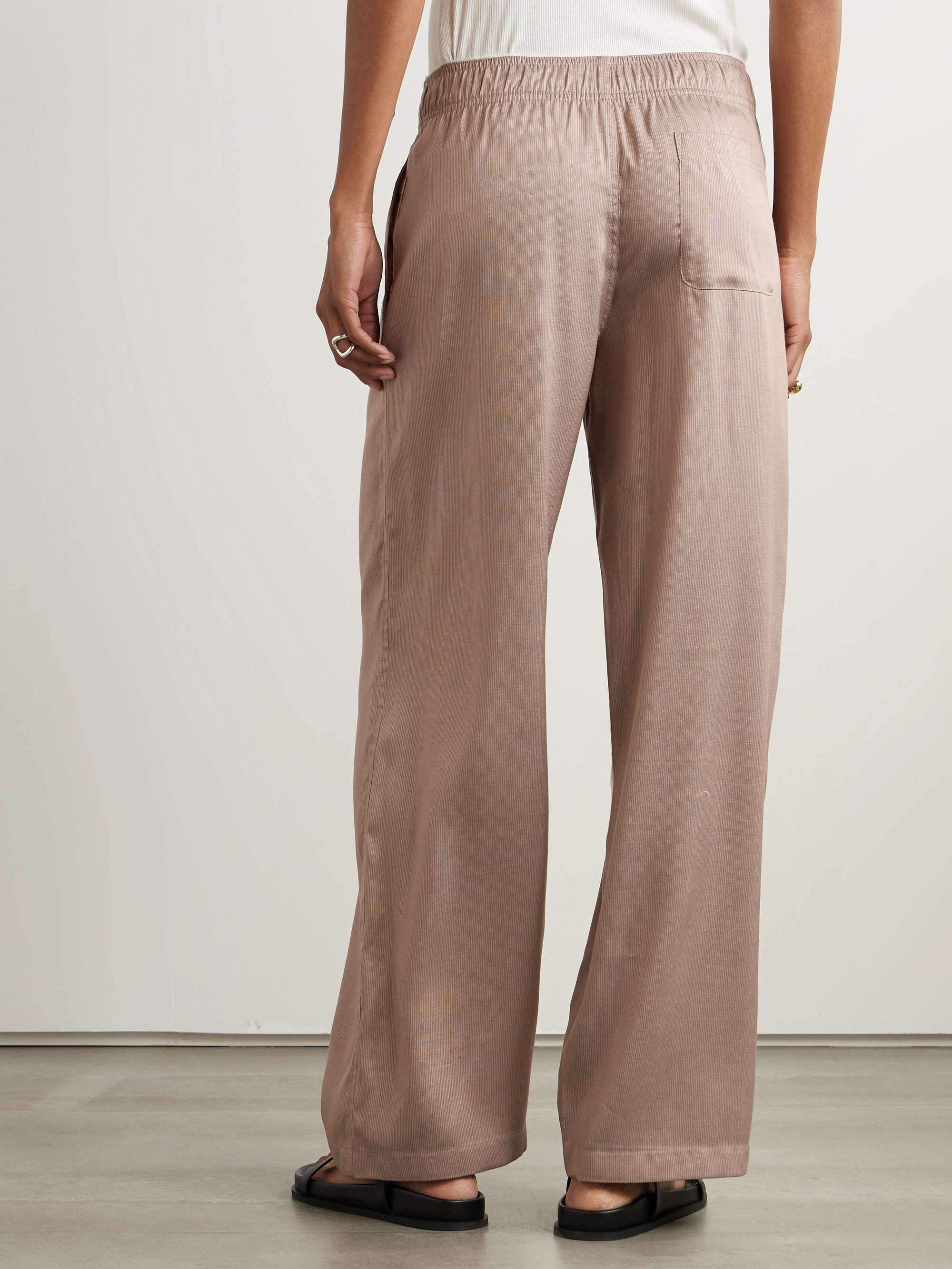 + Emporio Armani Salone Lyocell and silk-blend wide-leg pants view