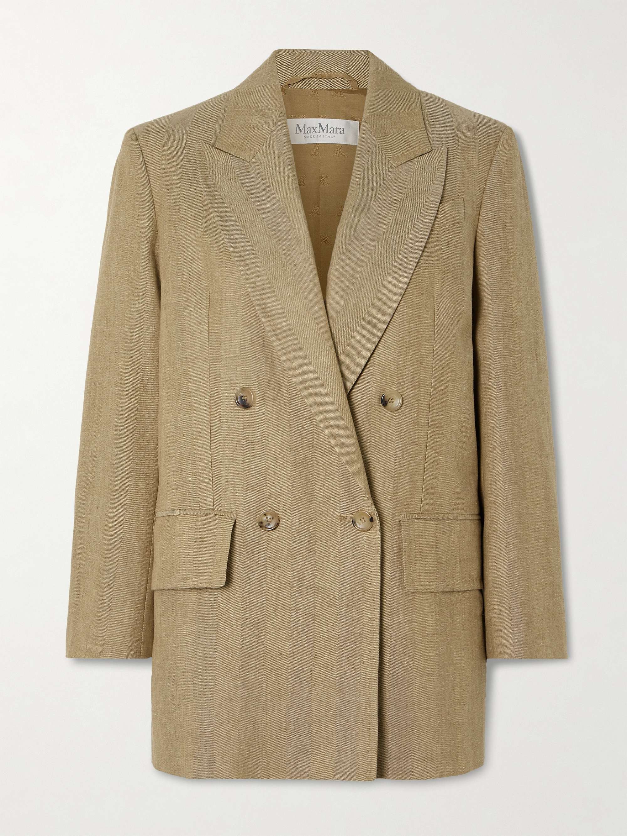 Gerla double-breasted herringbone linen blazer view