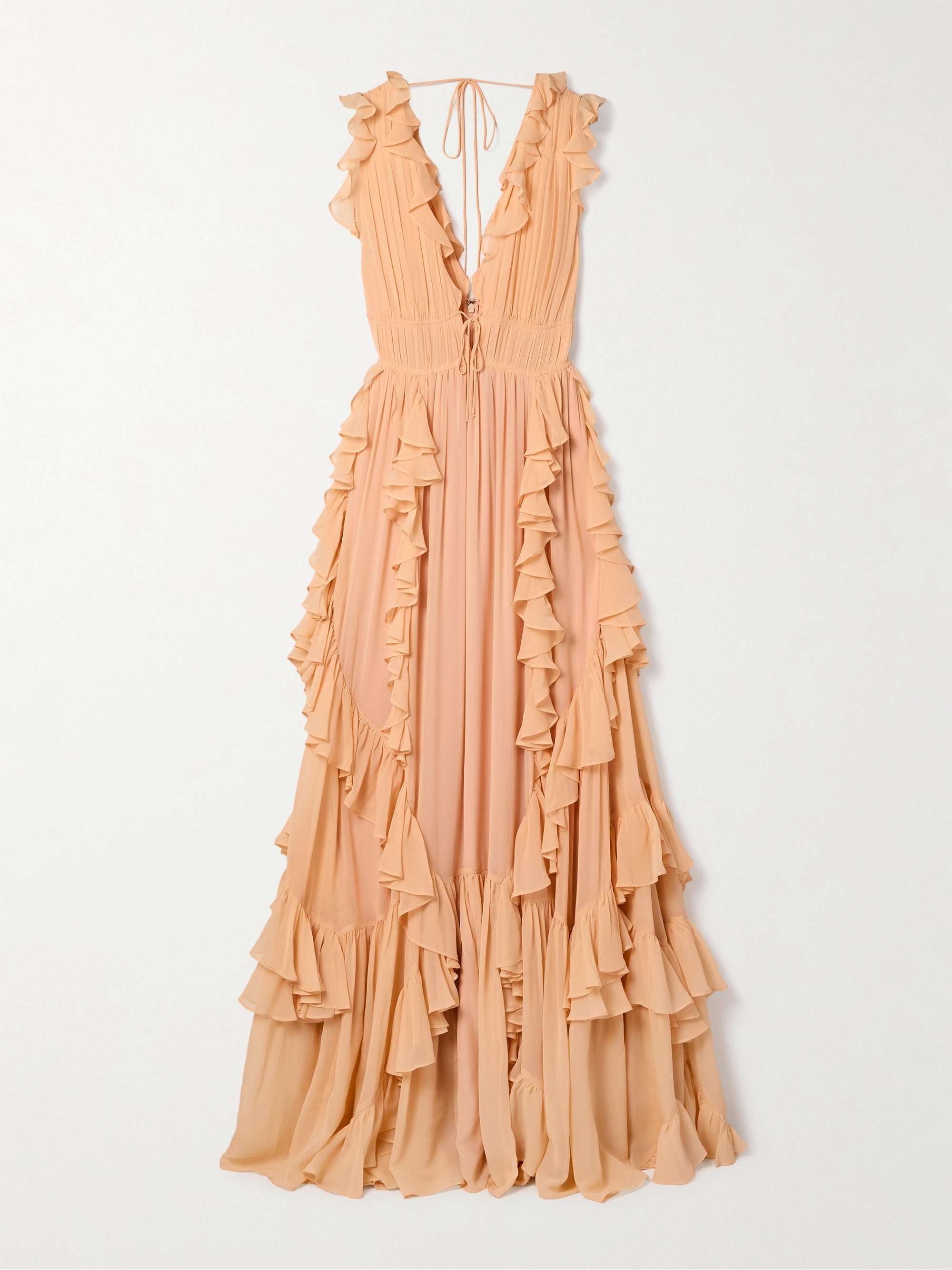 Florella ruffled silk-chiffon gown view