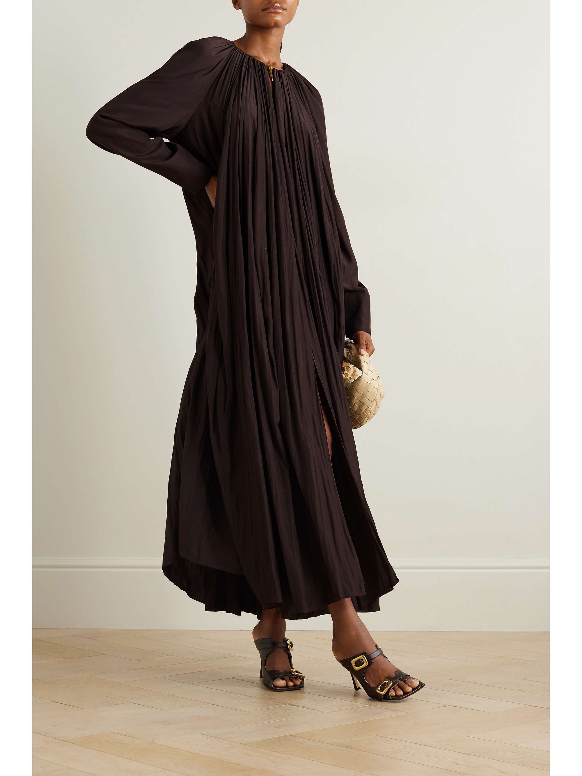 Gathered charmeuse maxi dress view