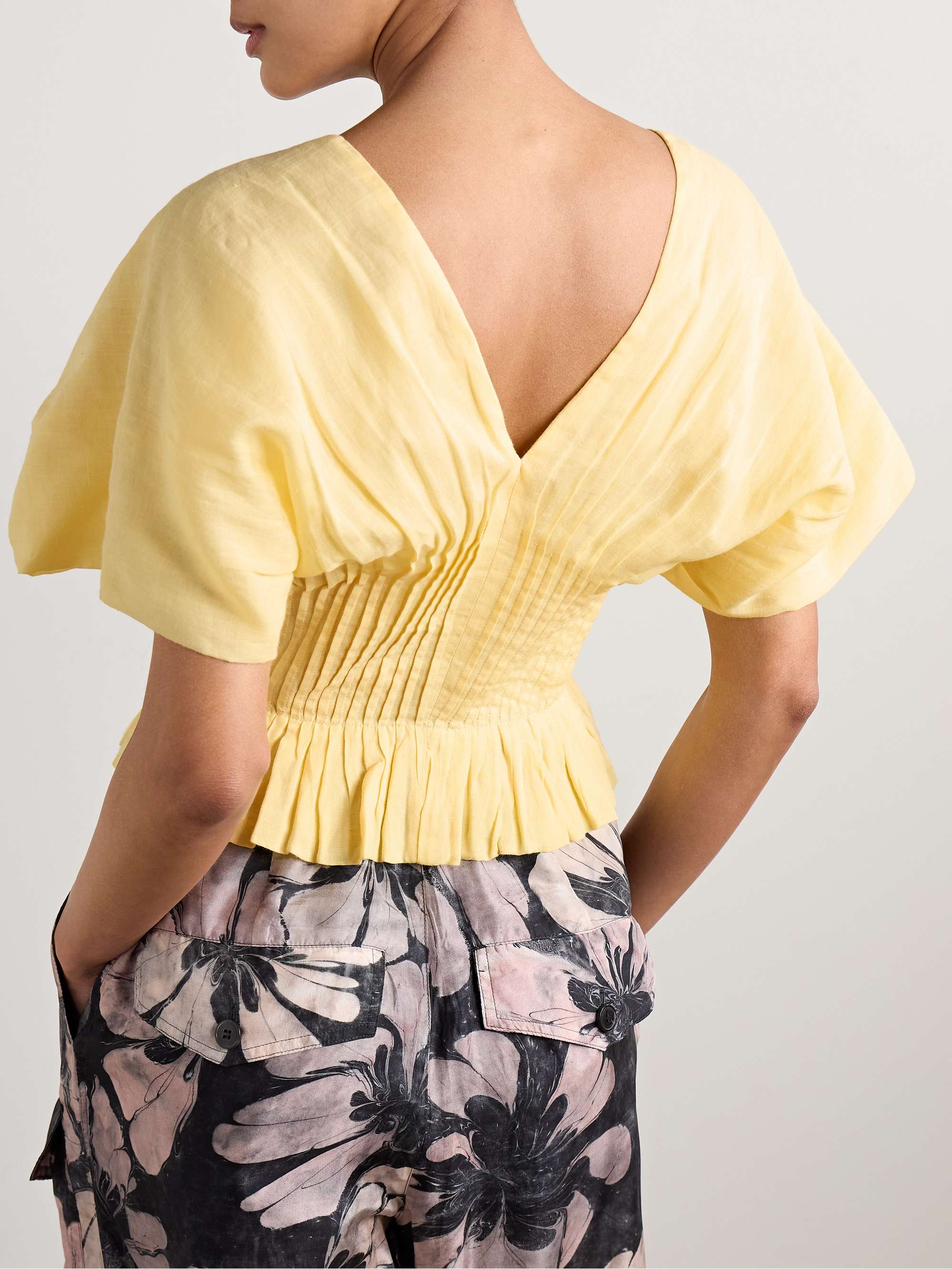Zora pintucked ramie top view