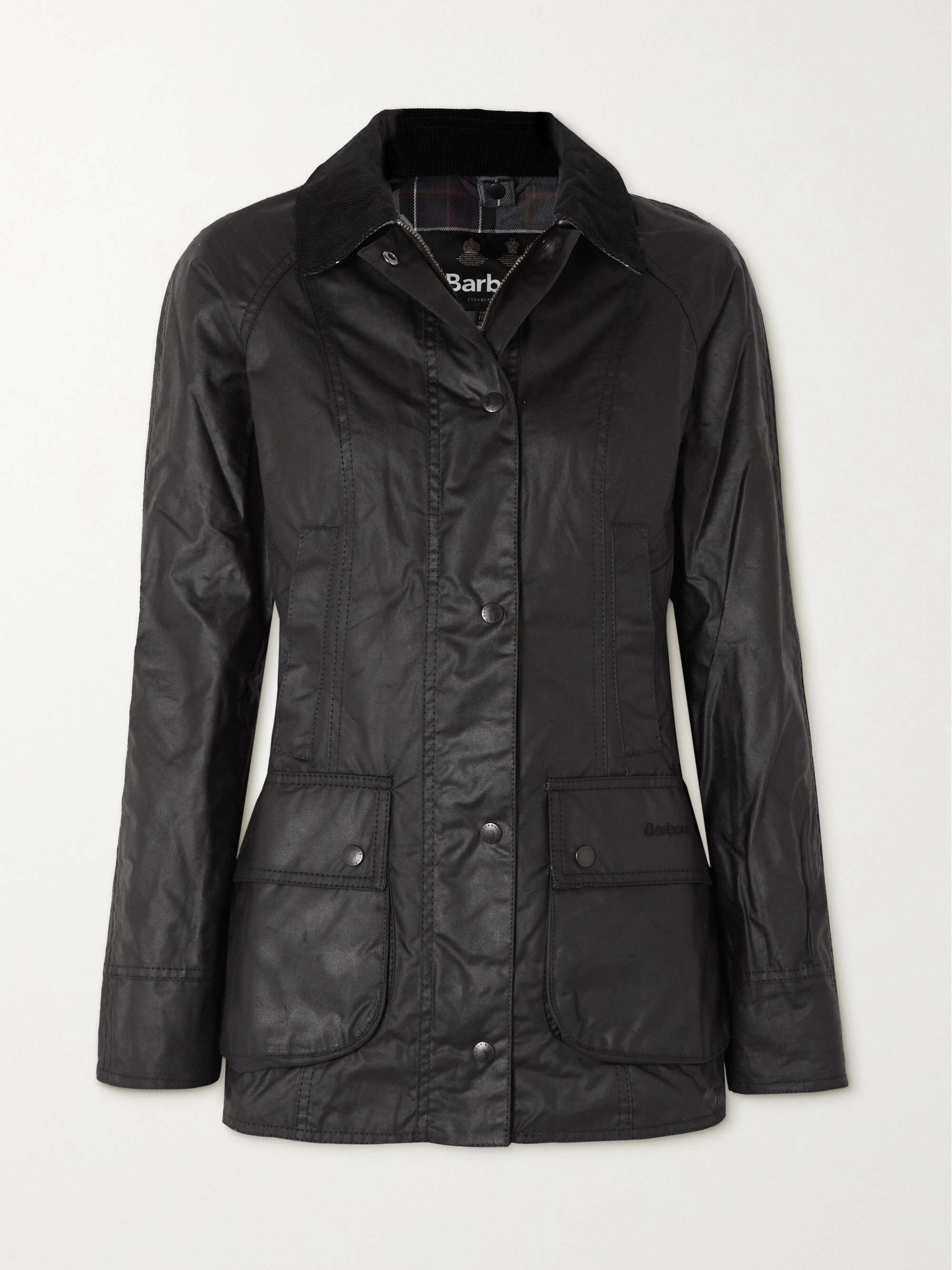Beadnell corduroy-trimmed waxed-cotton jacket view