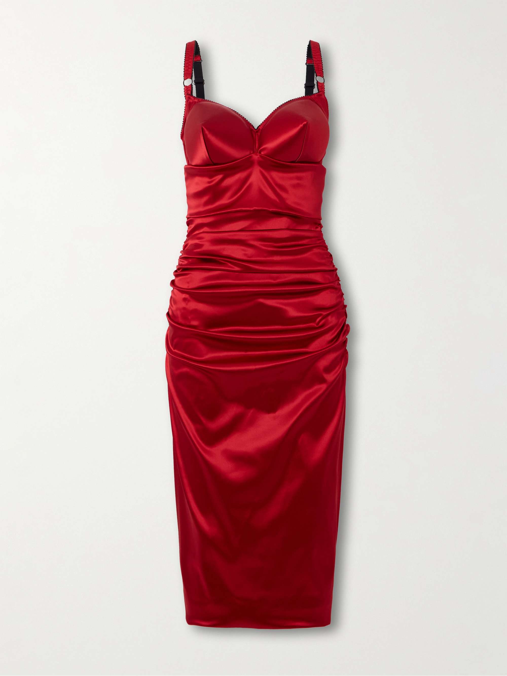 Ruched satin midi dress view