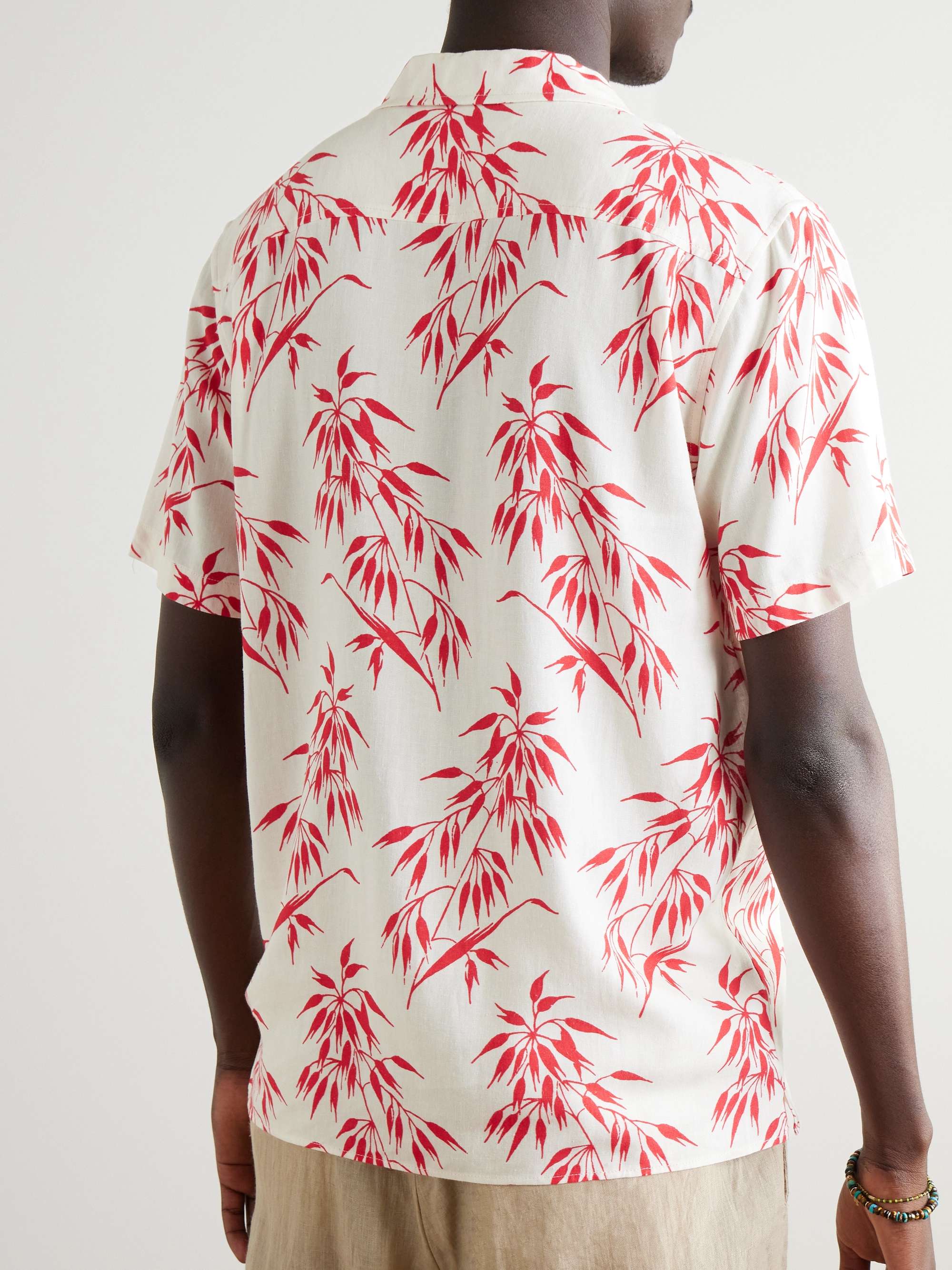 Hibbert Camp-Collar Floral-Print Linen Shirt view