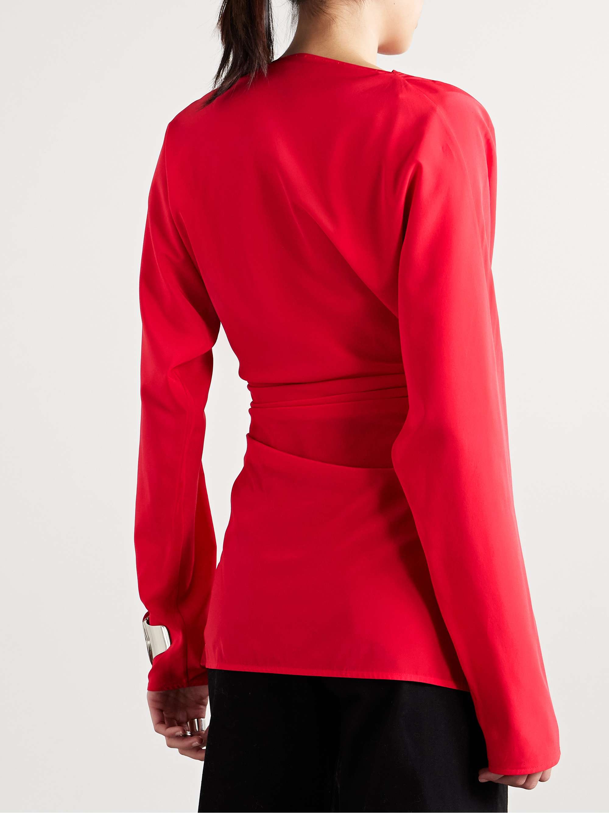 Keegan gathered crepe de chine top view