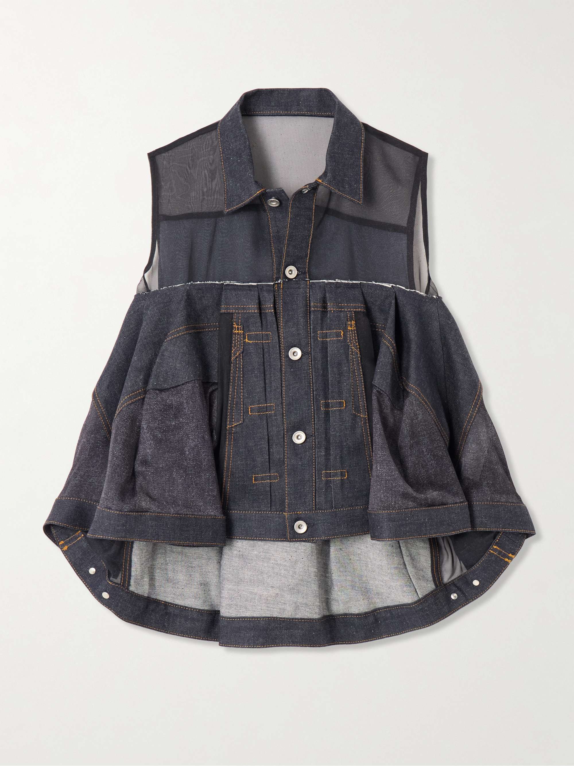 Chiffon and denim shirt view
