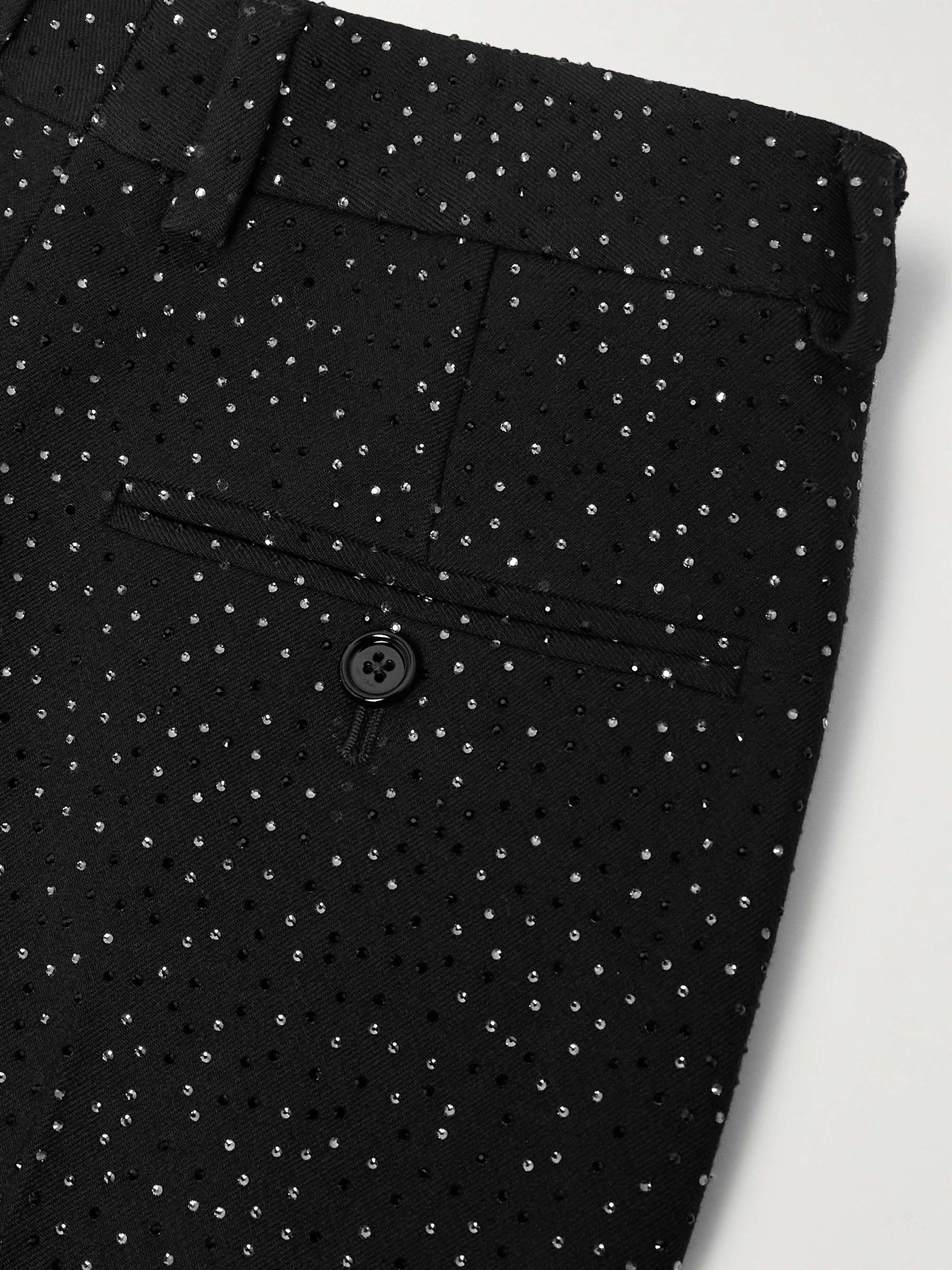 Straight-Leg Crystal-Embellished Wool-Twill Suit Trousers view