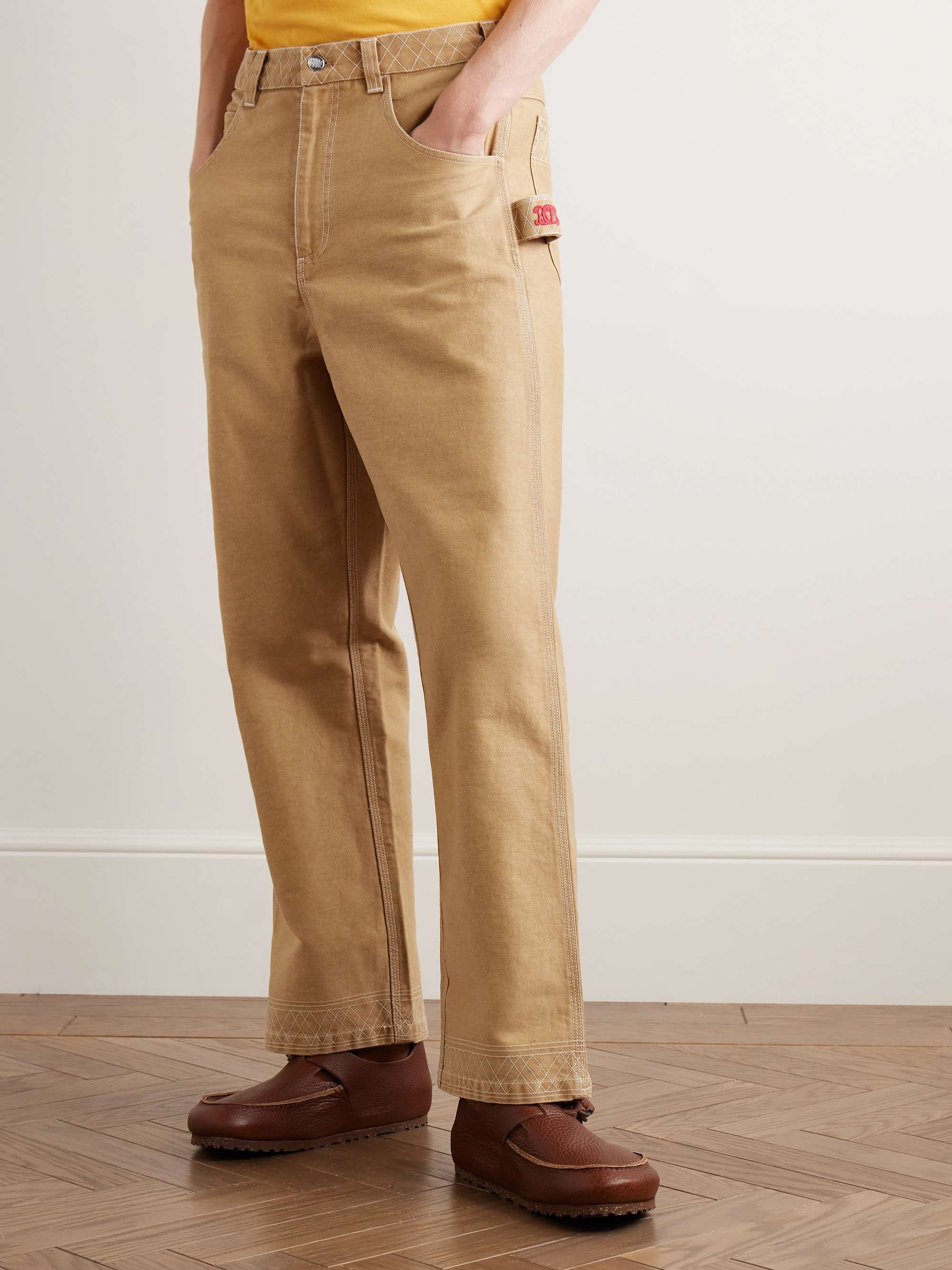 Knolly Brook Straight-Leg Embroidered Cotton-Canvas Trousers view