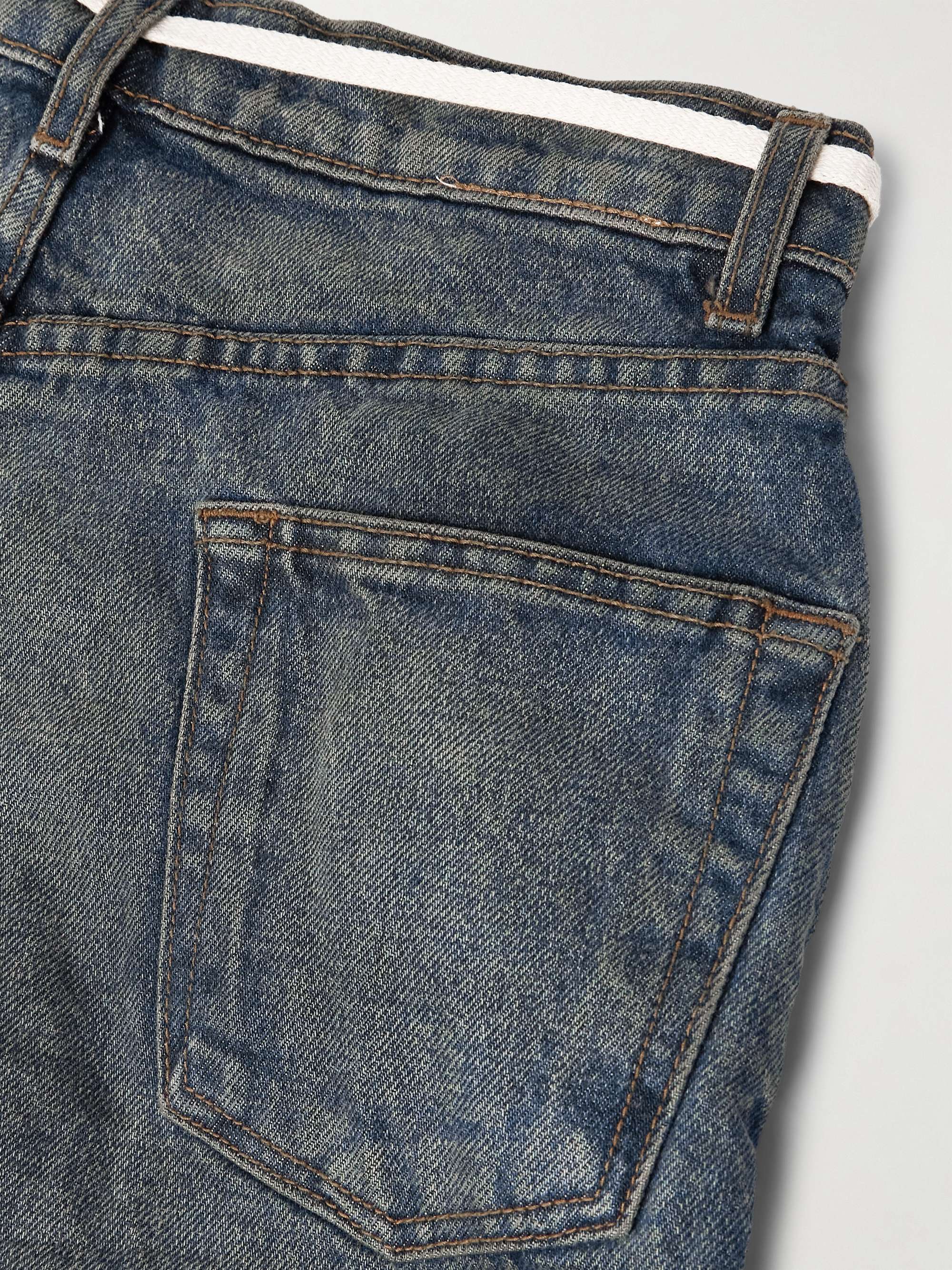 Fathers Engine Slim-Fit Straight-Leg Belted Distressed Jeans view