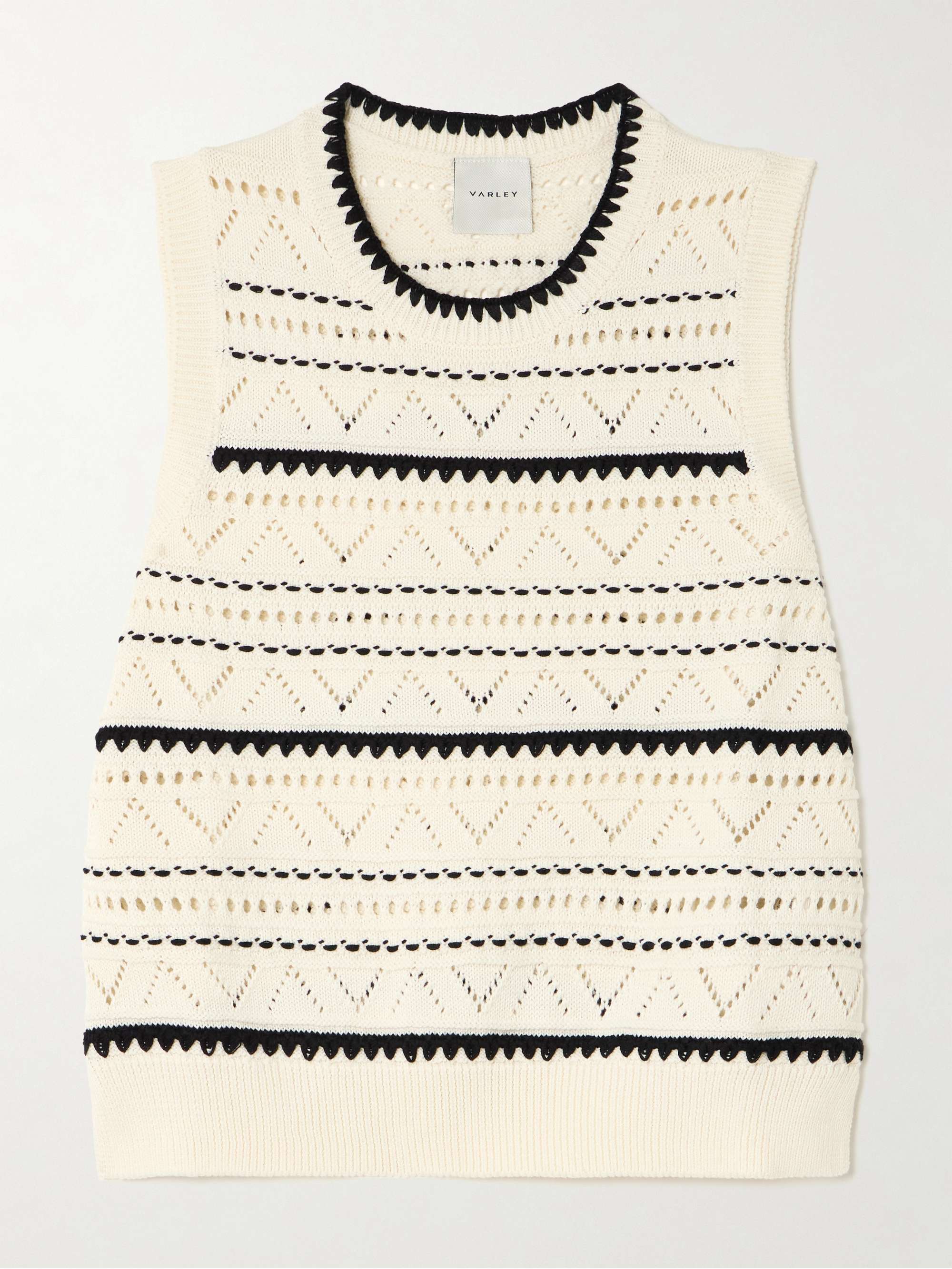 Athena two-tone pointelle-knit cotton vest view