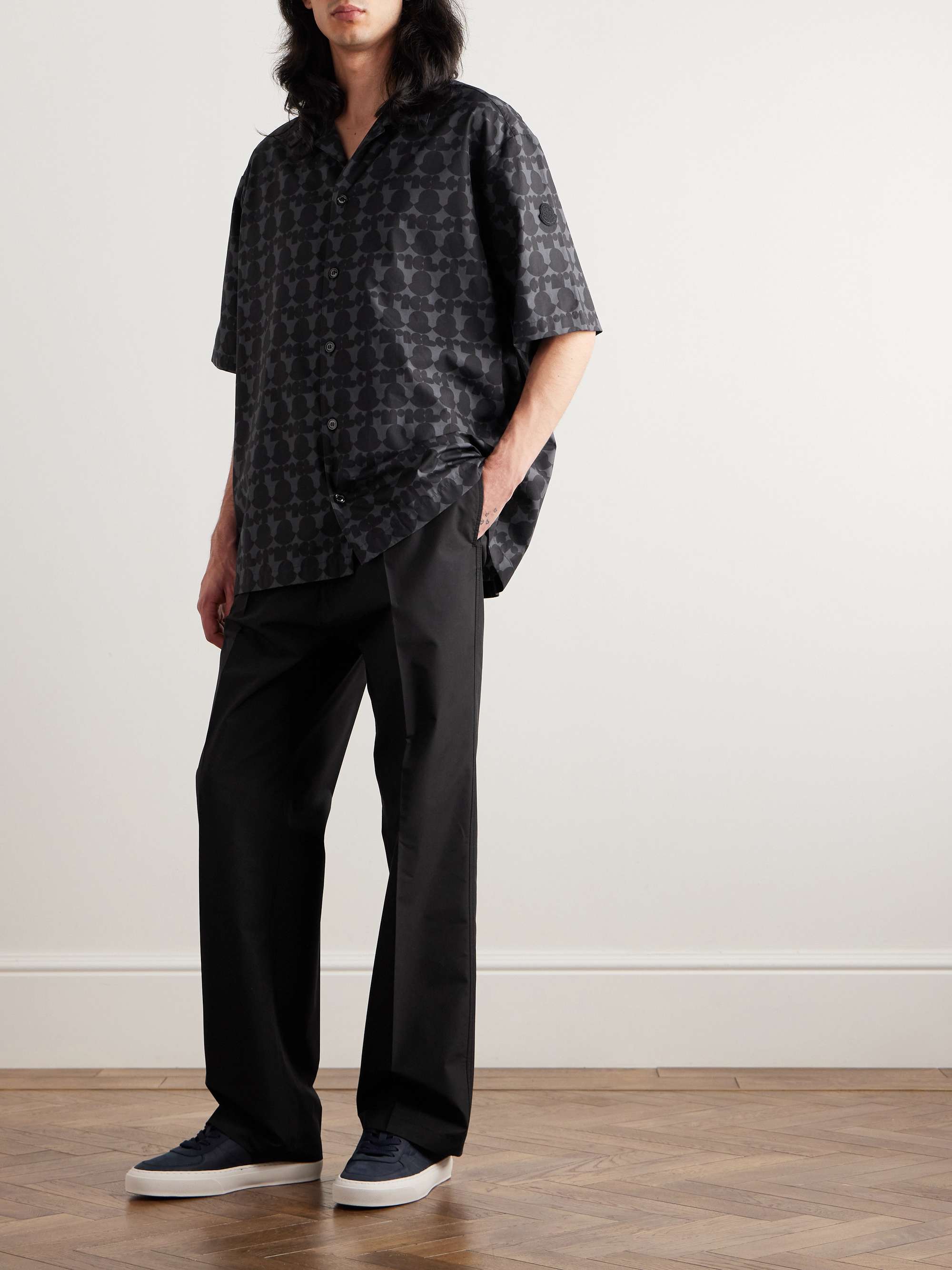 Straight-Leg Cotton-Blend Poplin Trousers view