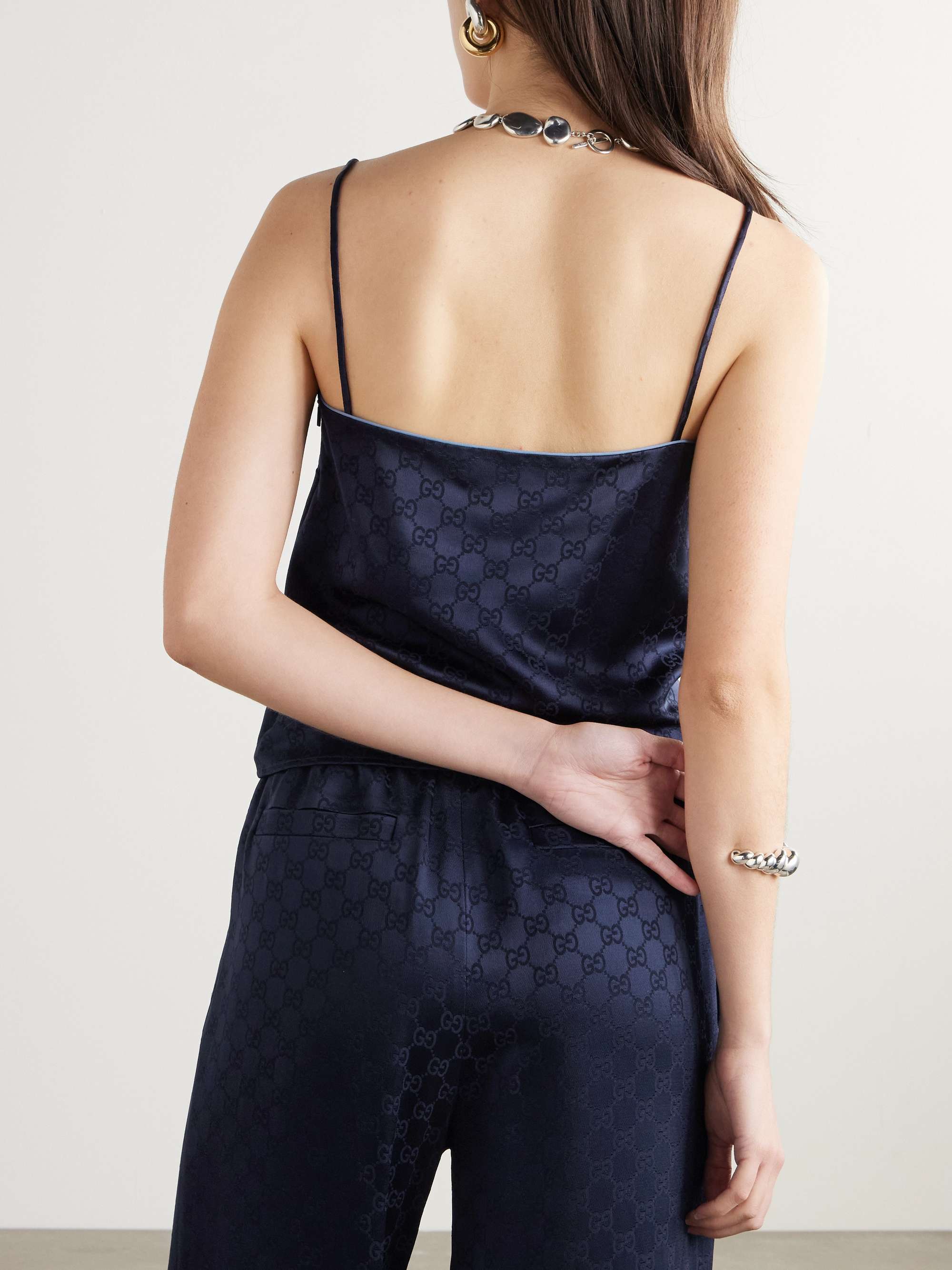 Cropped satin-jacquard camisole view