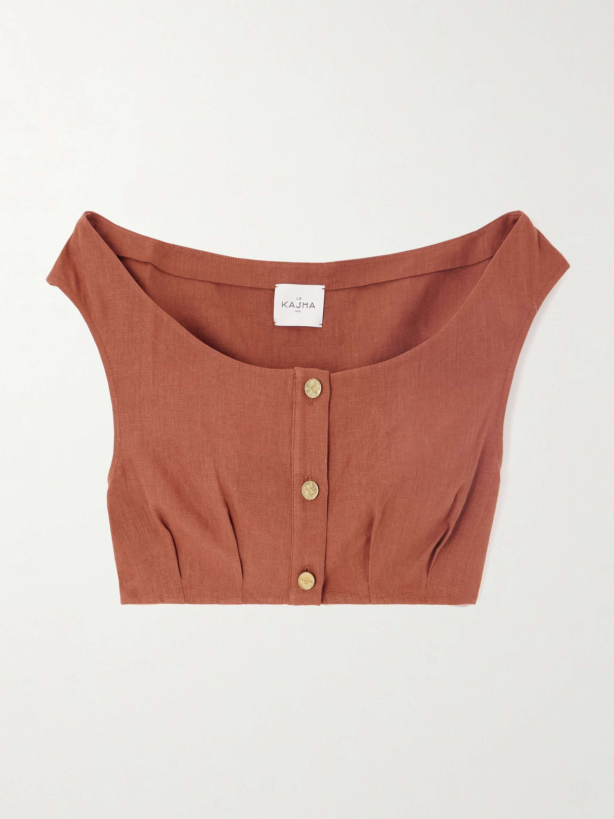 Tamra cropped organic linen-gauze top view
