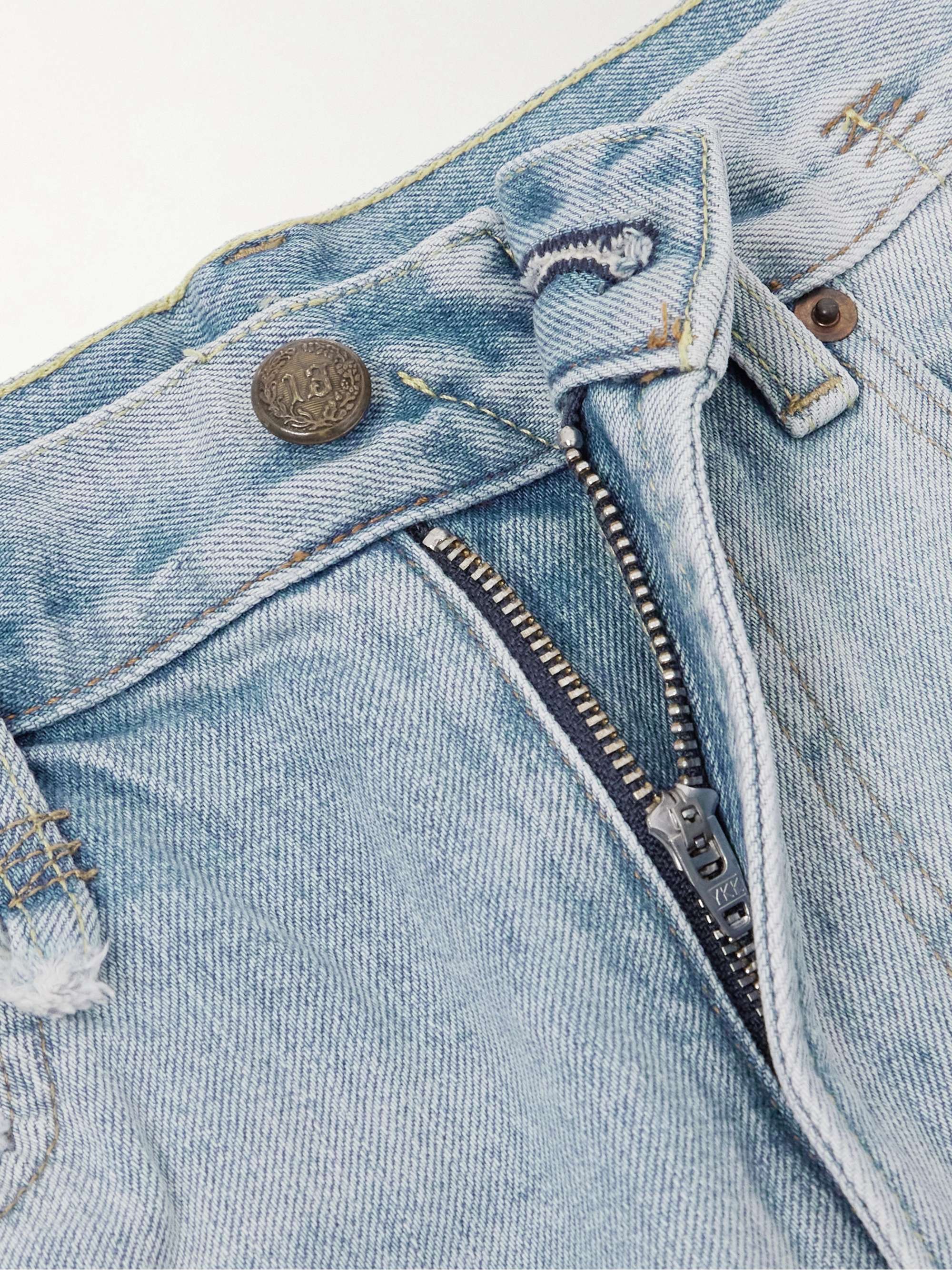 Cuffed X-BF distressed low-rise straight-leg jeans view