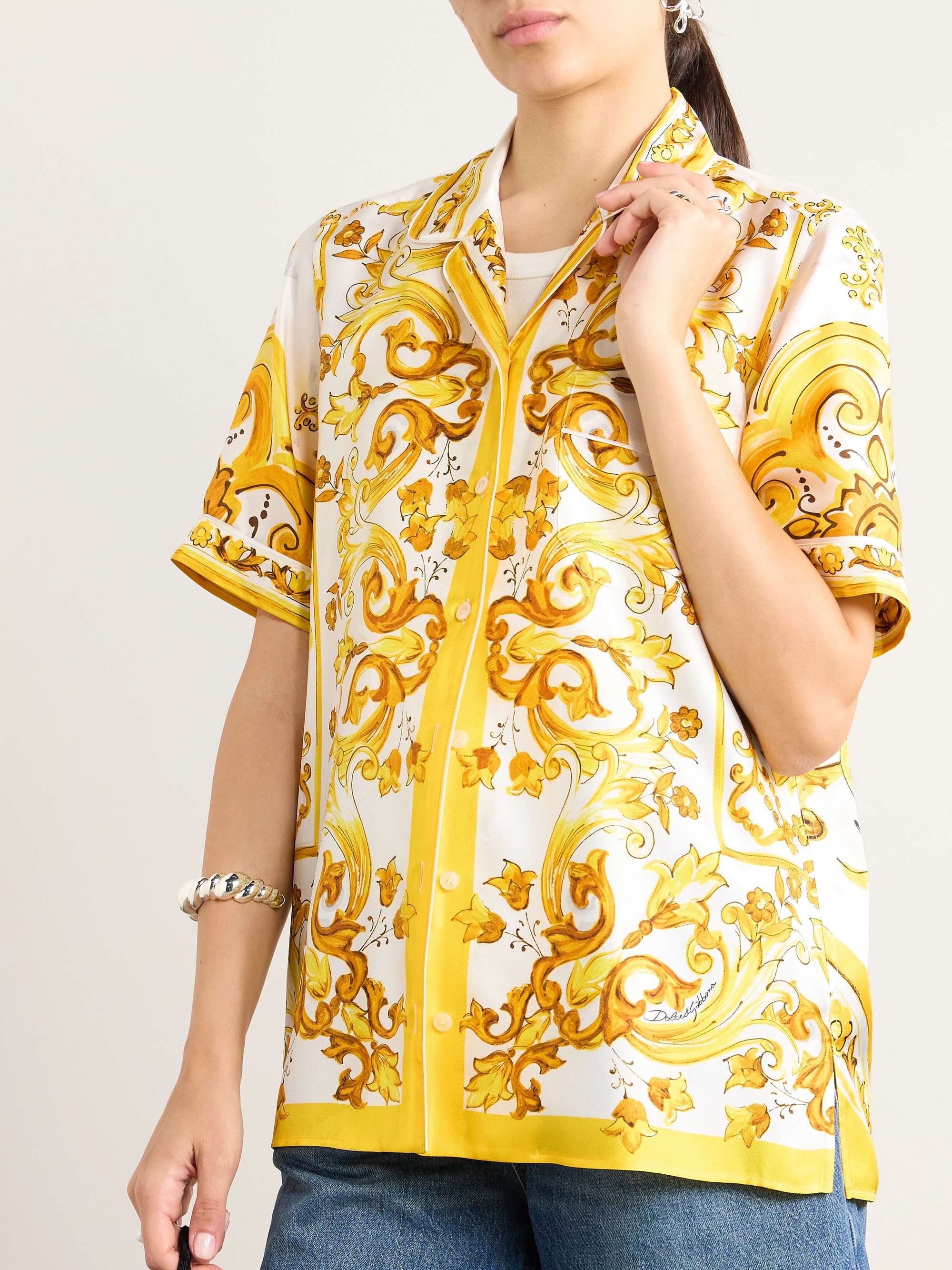 Maiolica floral-print silk-twill shirt view