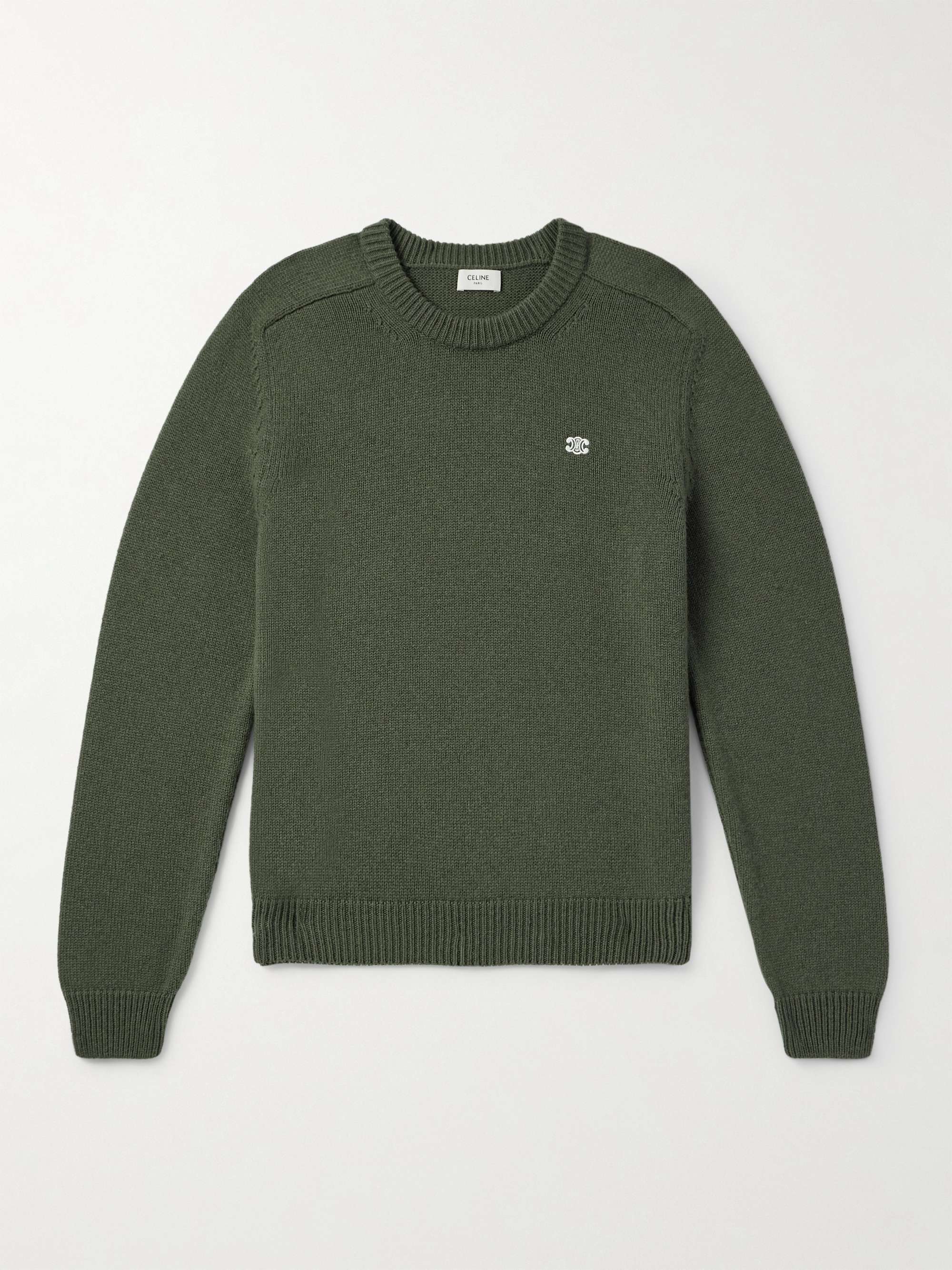 Triomphe Slim-Fit Logo-Embroidered Wool and Cashmere-Blend Sweater view
