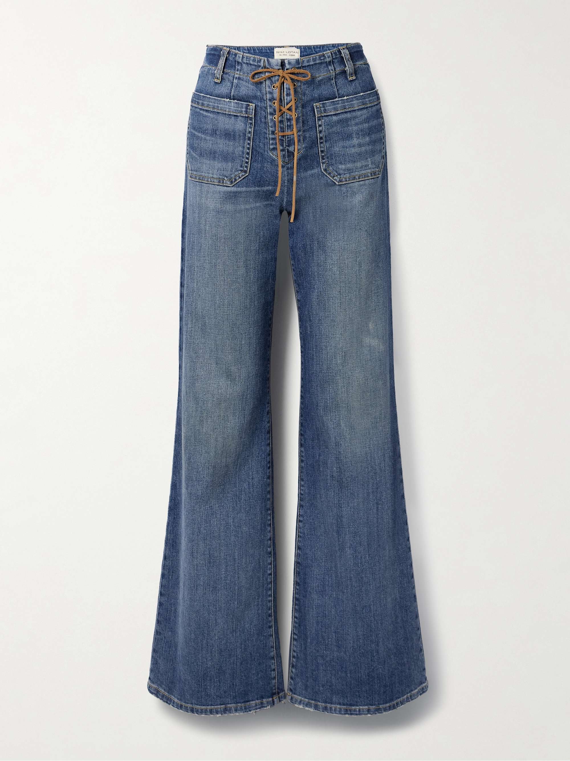 Florence lace-up distressed high-rise flared jeans view