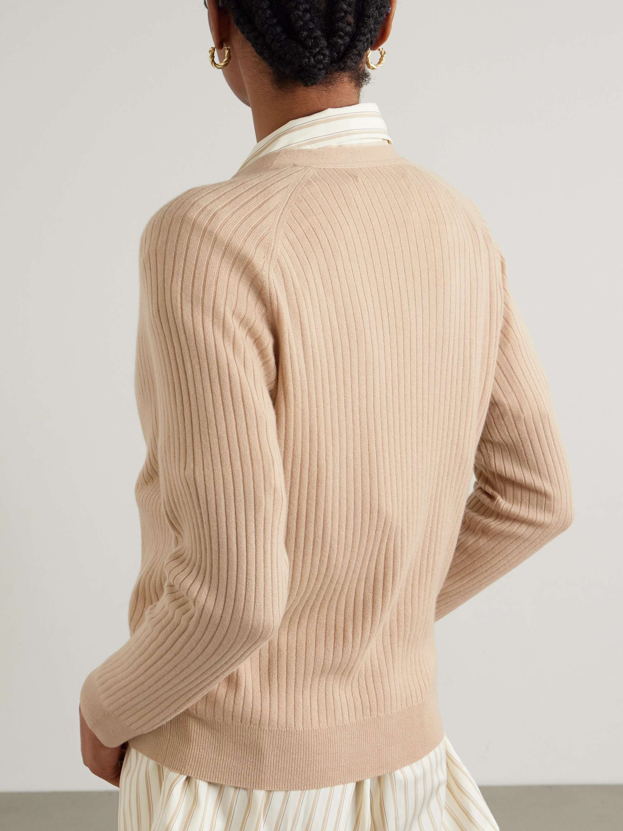 Oriane ribbed organic cashmere cardigan view