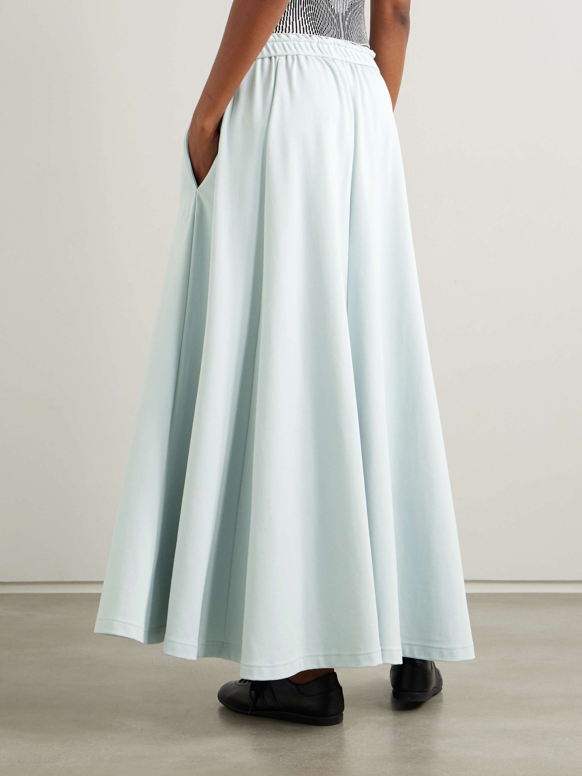 Pleated piqué midi skirt view