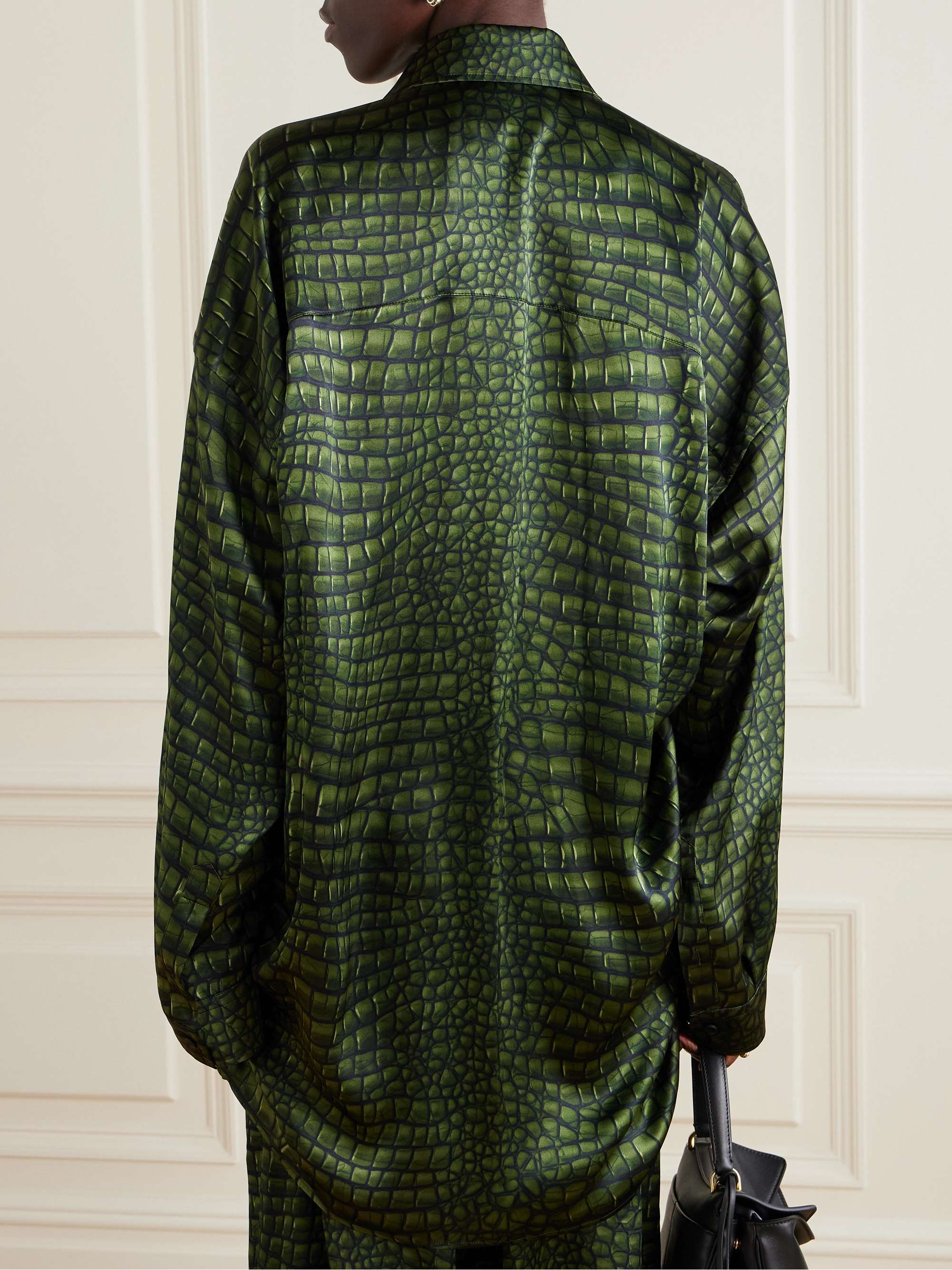 Cocoon oversized printed silk-satin shirt view
