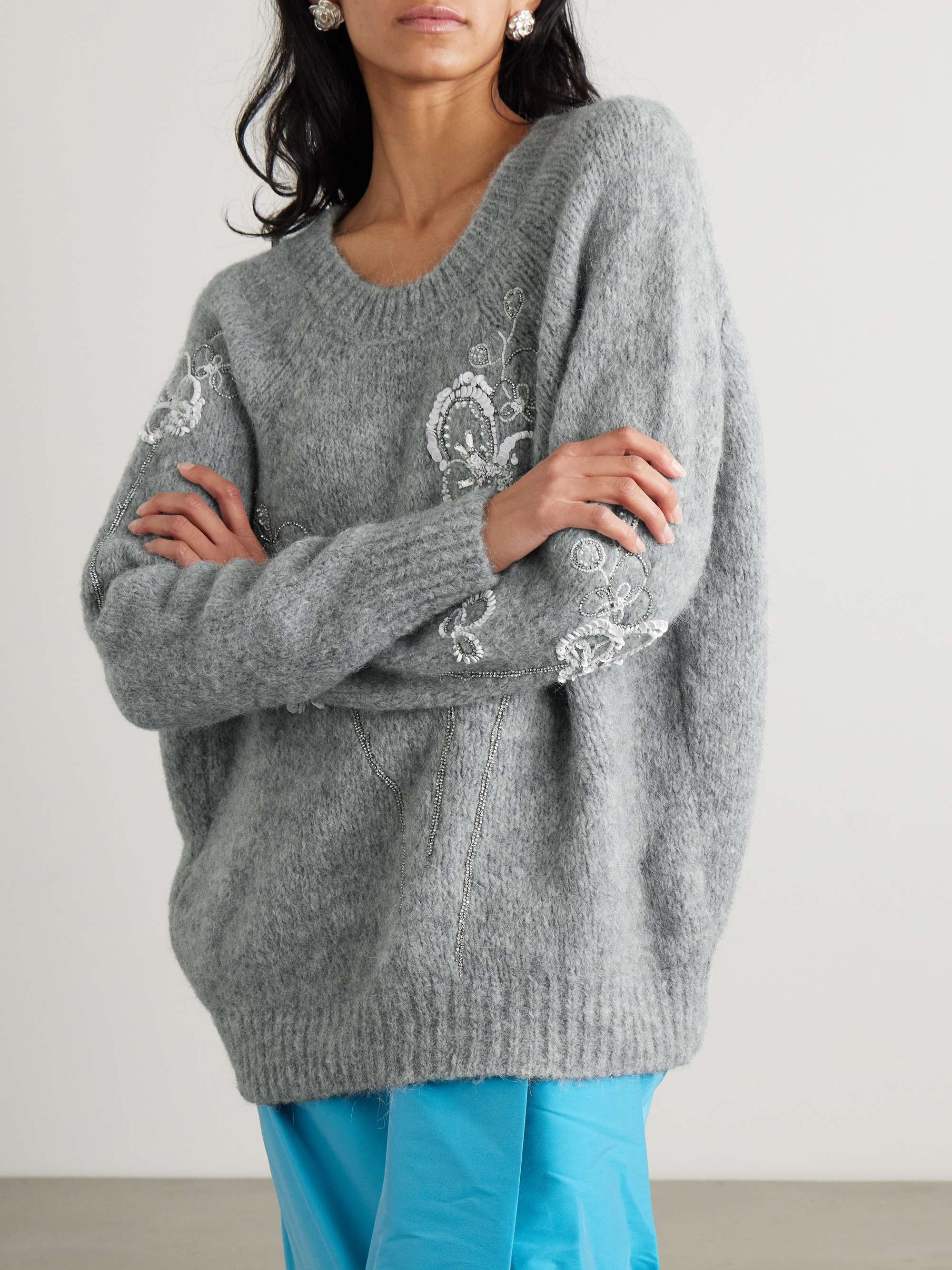 Orchidea crystal and sequin-embellished alpaca-blend sweater view