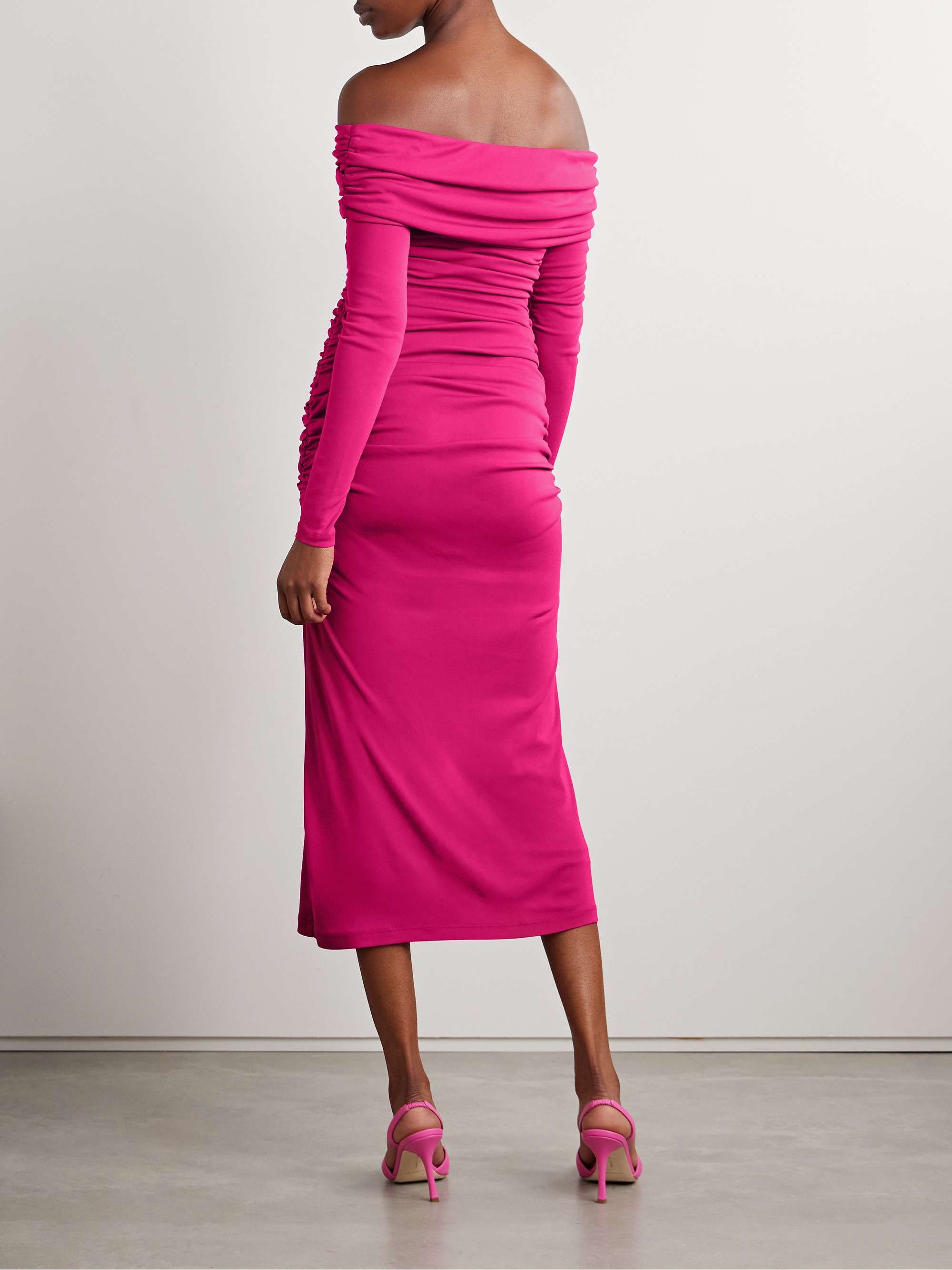 Off-the-shoulder ruched stretch-jersey midi dress view