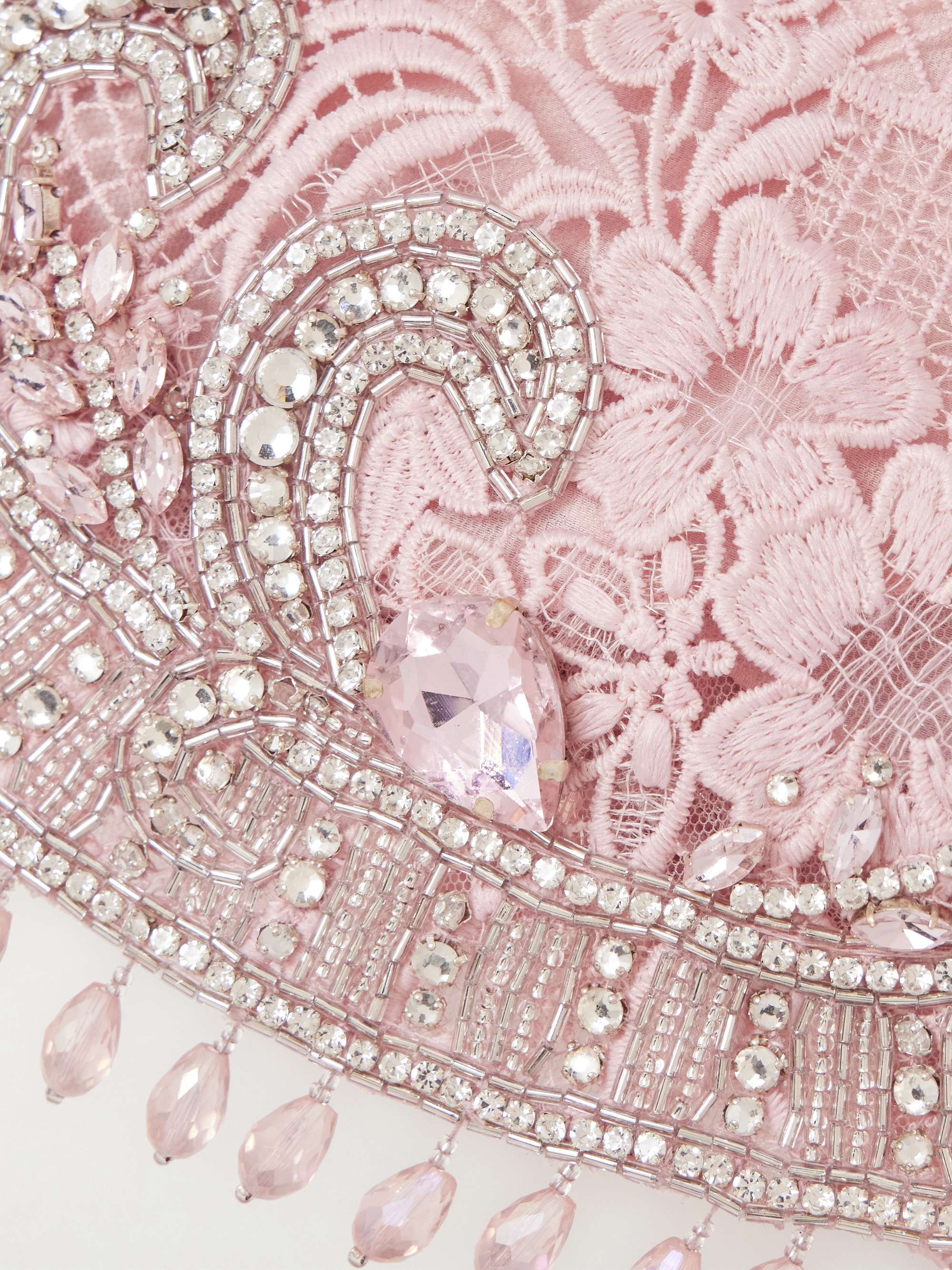 Embellished silk-blend guipure lace mini dress view