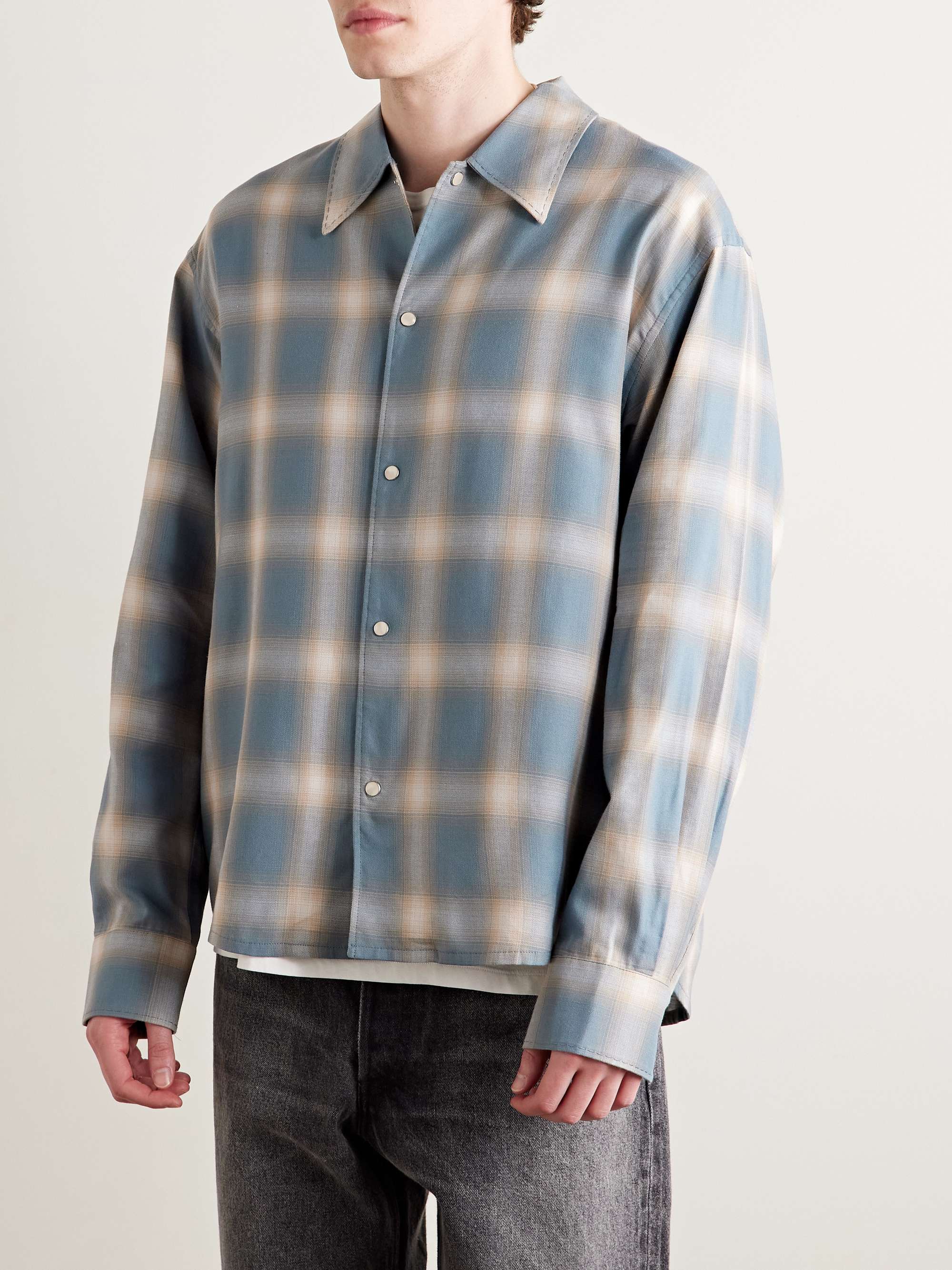 Checked Cotton-Blend Flannel Shirt view