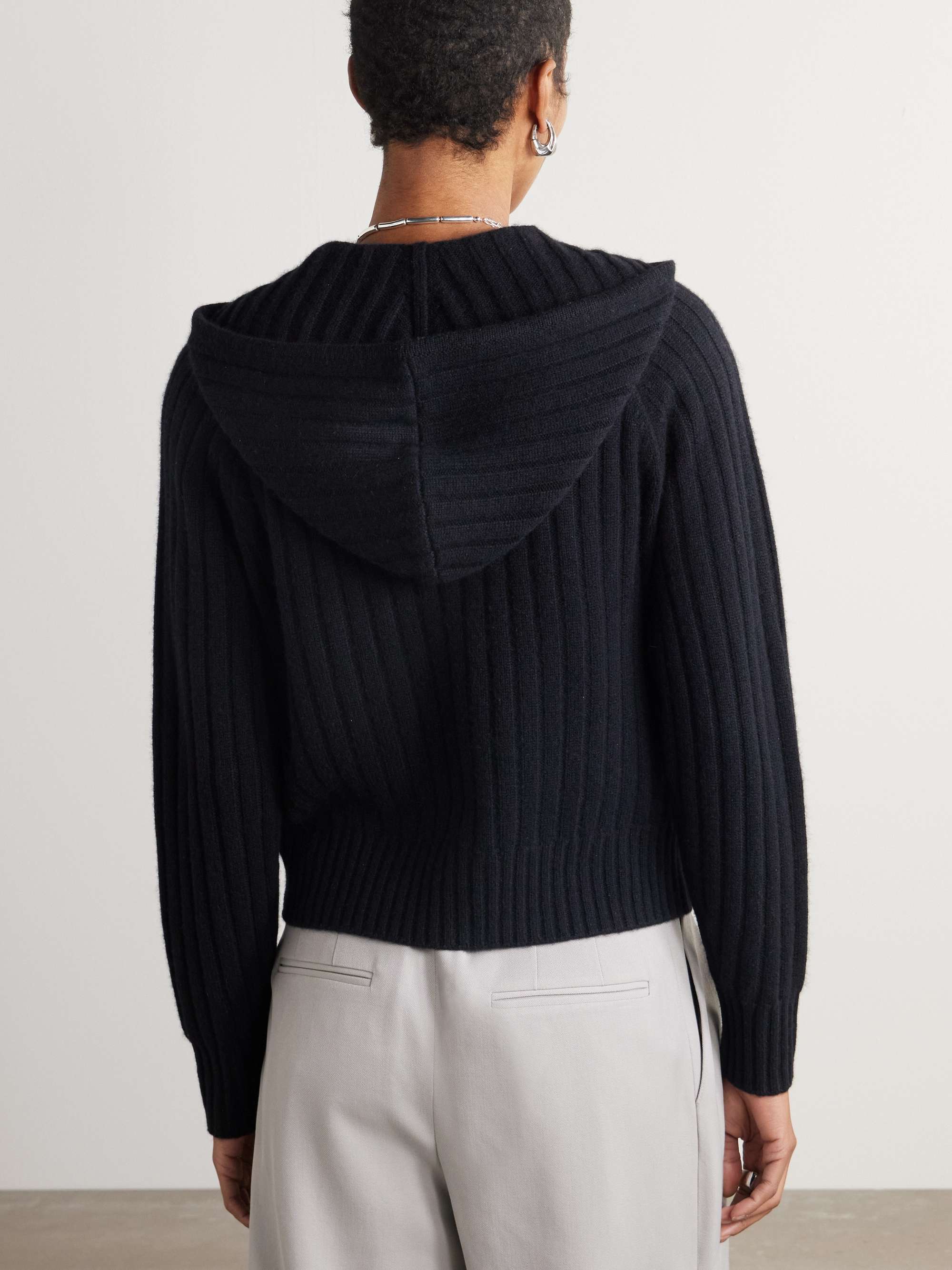 Ribbed recycled-cashmere hoodie view